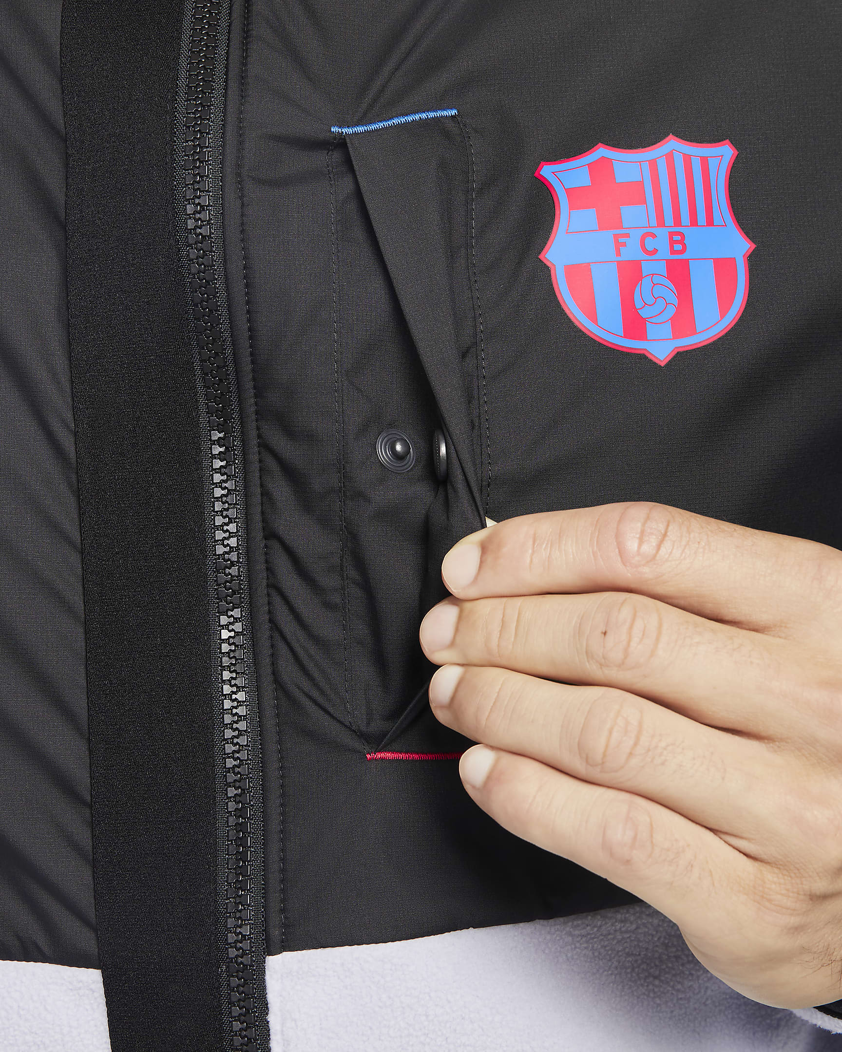 F C Barcelona Awf Men S Winterized Full Zip Football Jacket Nike Uk