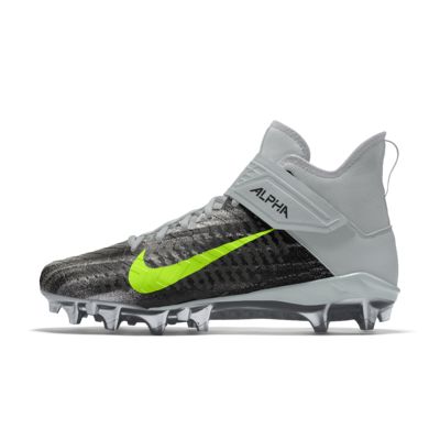 Мужские бутсы для американского футбола с индивидуальным дизайном Nike Alpha Menace Pro 2 Mid By You - Серый - CT6704-992