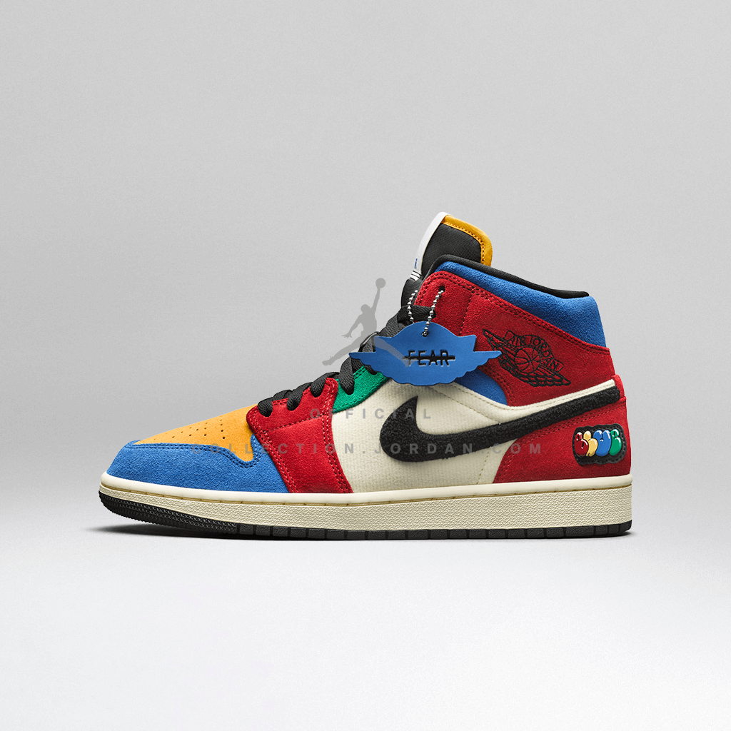 Air Jordan 1 Retro & OG Collection. Air Jordan I Mid SE Muslin / Varsity Red — Royal