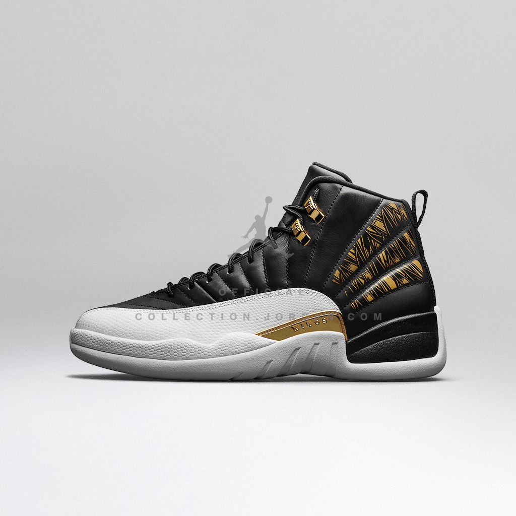 jordan 12 black metallic gold white