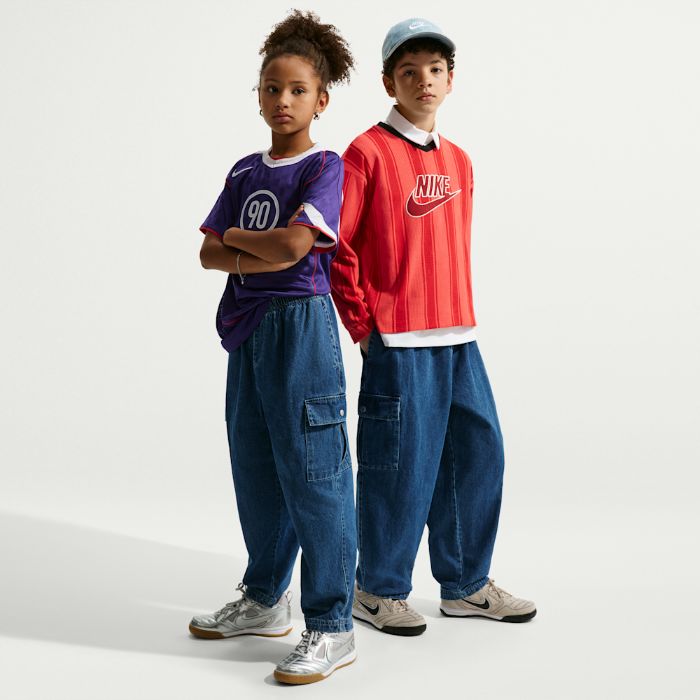 Nike Sportswear Collection Older Kids' Denim Cargo Trousers In Blue