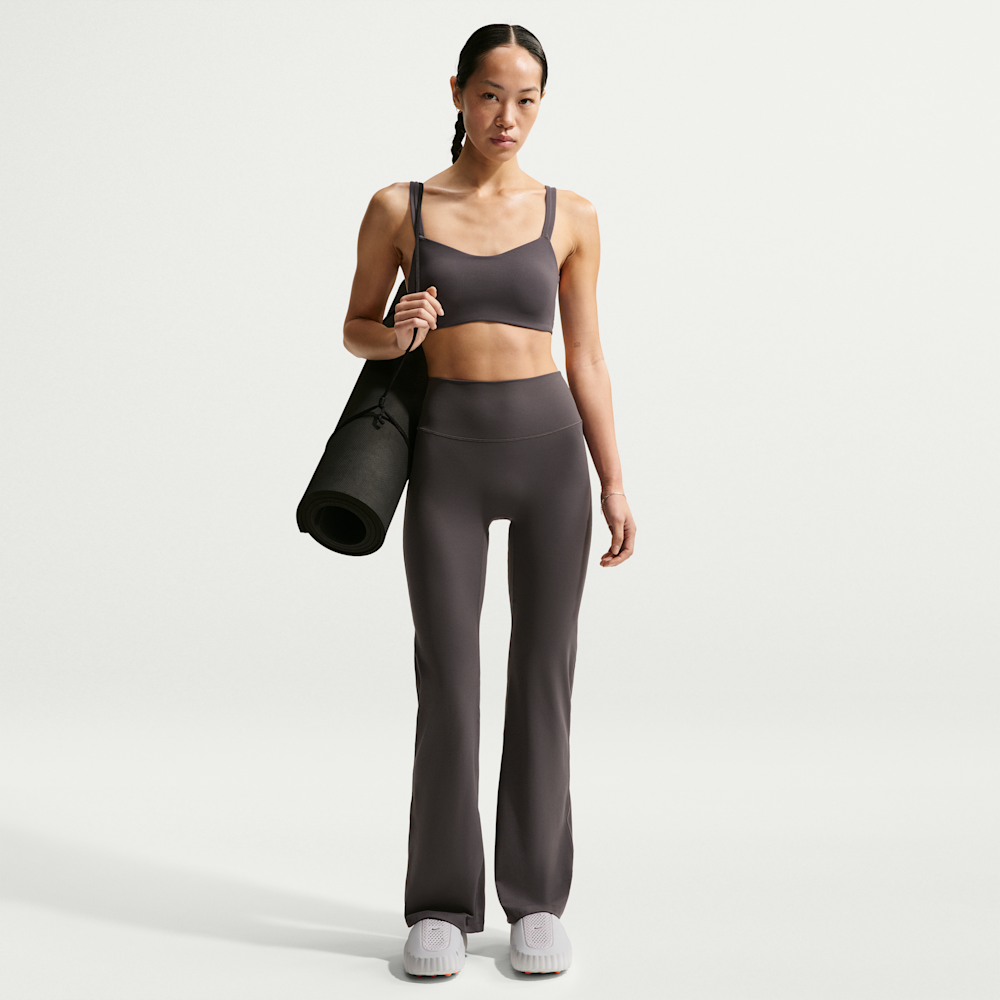 Nike Zenvy Women's High-waisted Flared Leggings With No Front Seam In Gray