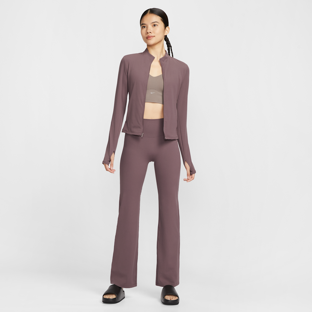 Nike Zenvy Women's High-waisted Flared Leggings With No Front Seam In Pink