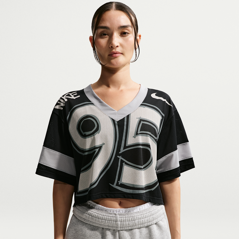 Nike Oversized Cropped Jersey Top In Multi