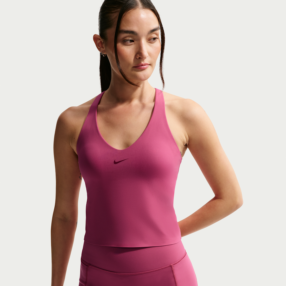 Nike Universa Women's Medium-support Padded Sports Bra Tank In Pink