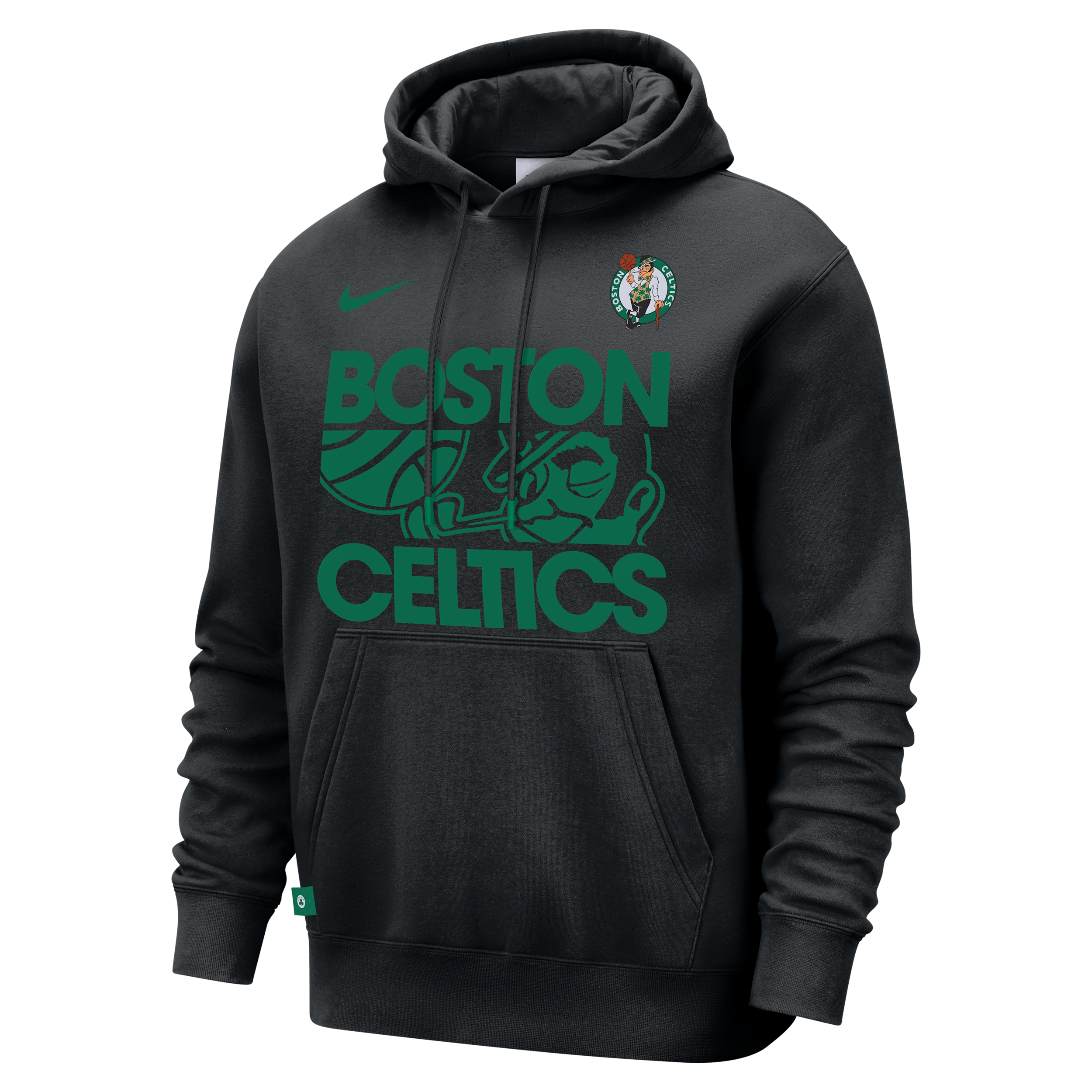 Nike Black Boston Celtics Courtside Club Pullover Hoodie In Black