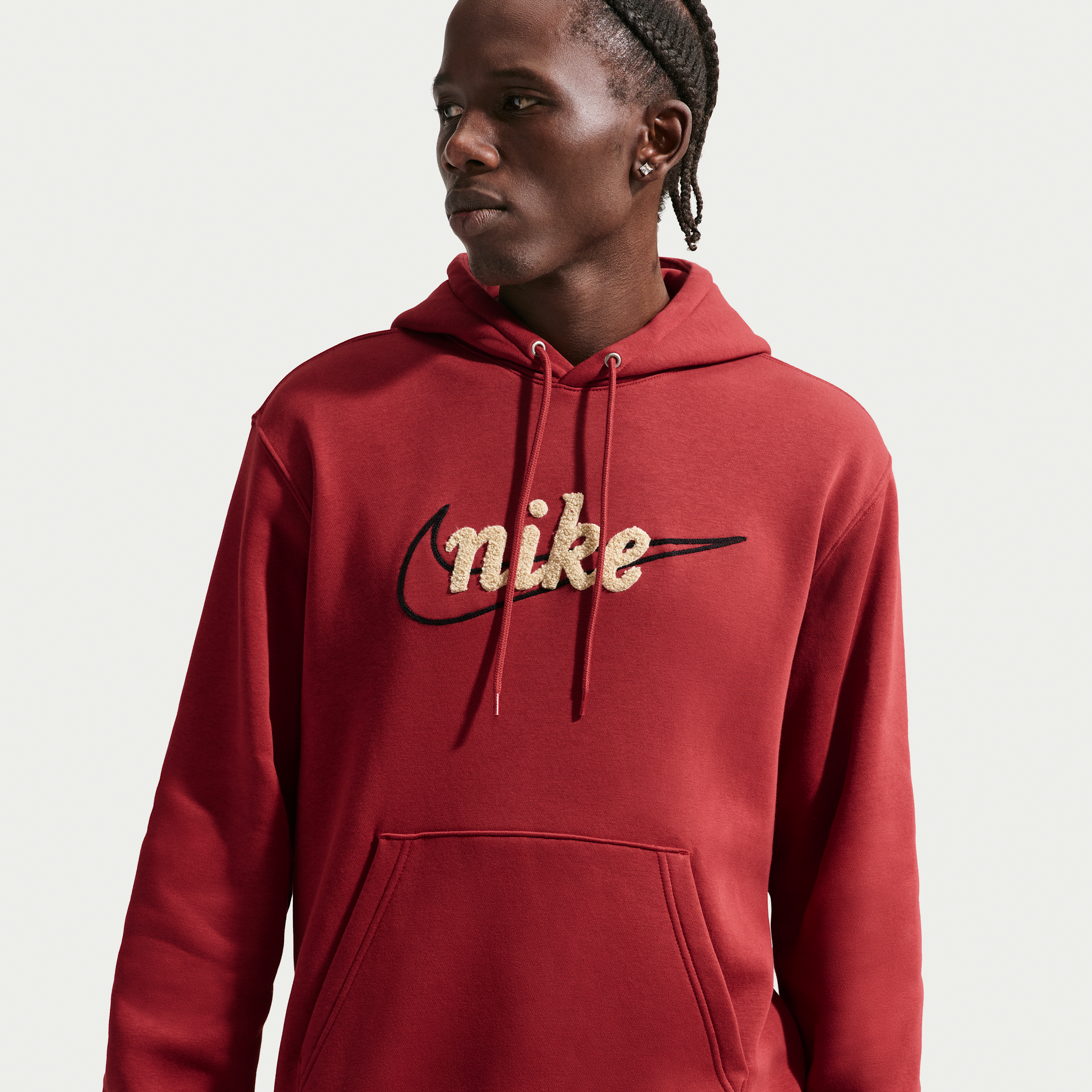 Nike Mens Club BB Hoodie CTB - - Team Crimson / Lt Khaki / Team Crimson
