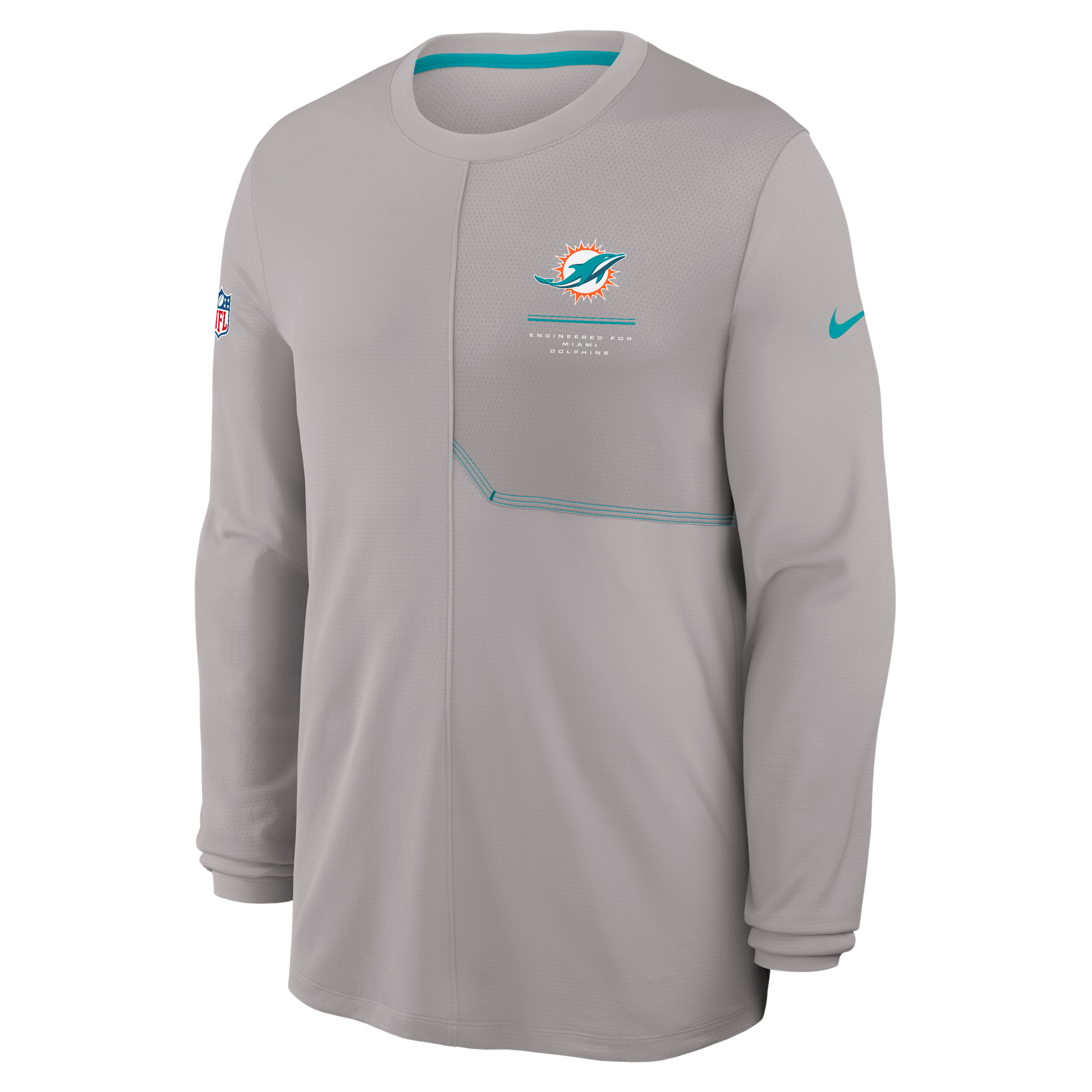 Miami Dolphins Sideline Coach Nike Men's Dri-FIT NFL Long-Sleeve Top in Grey | 03B10B9A9P-B8B