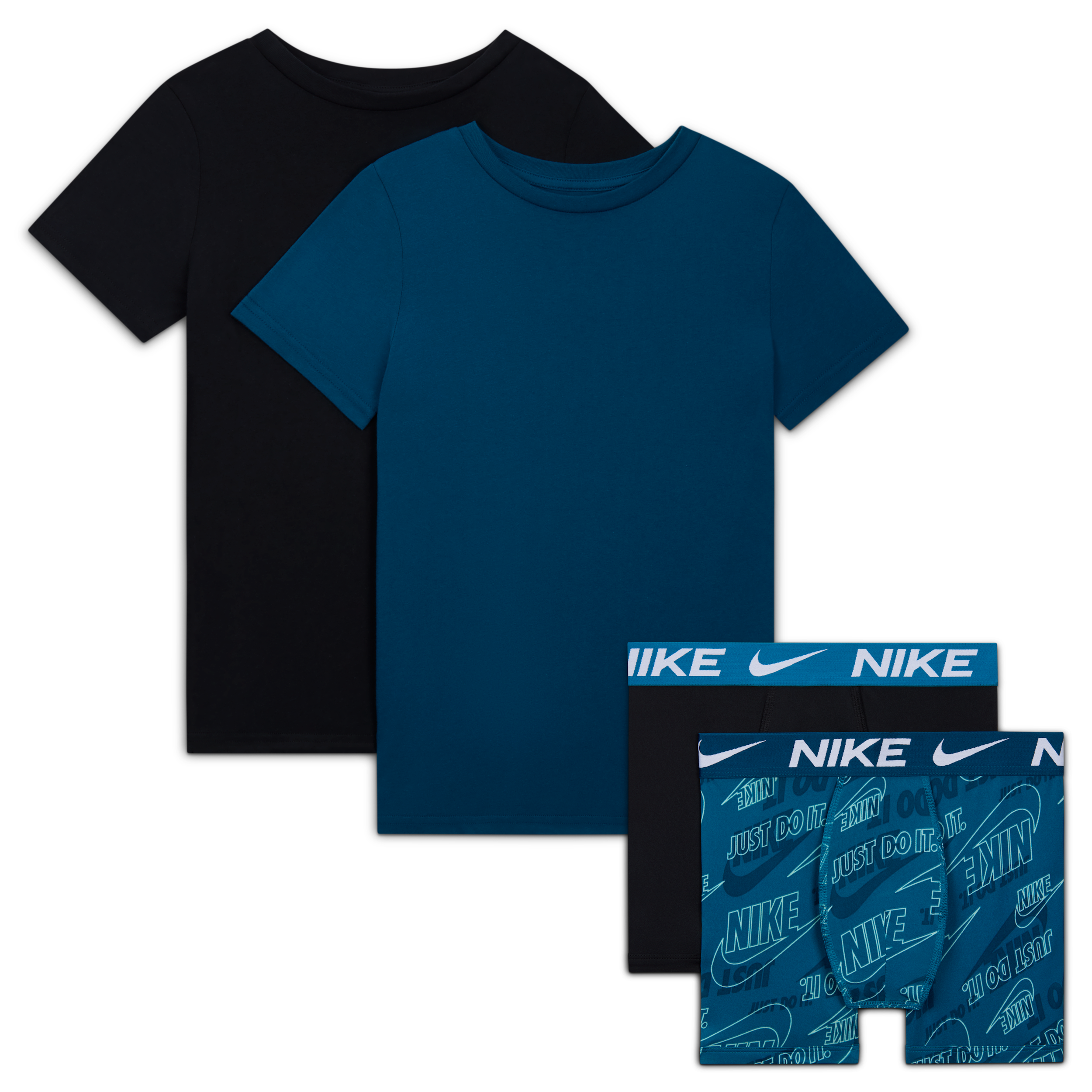 Boys Nike 4 Piece Boxer Brief & Undershirt Set - Boys' Grade School Blue/Black Size M