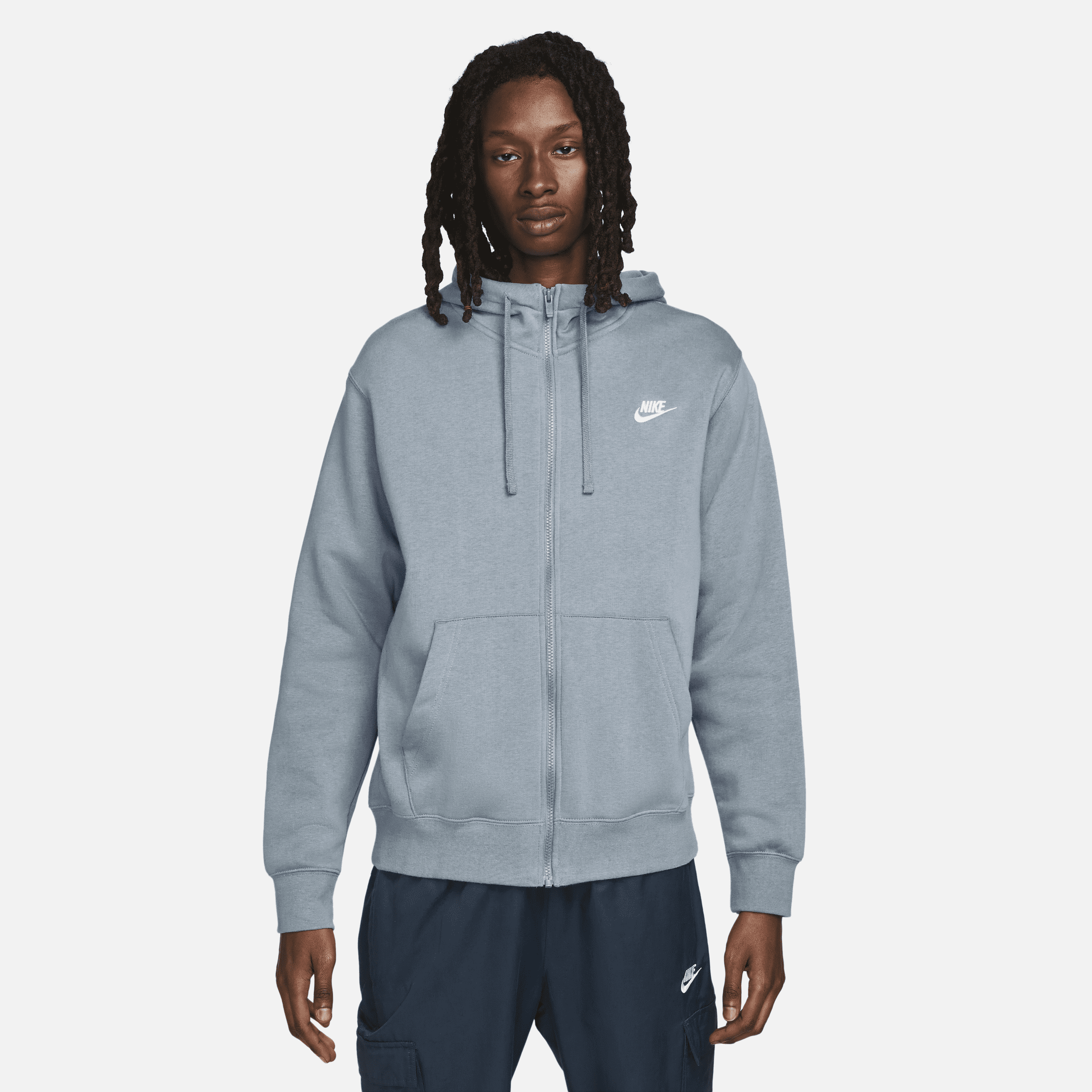 Shop Nike Men's  Sportswear Club Fleece Full-zip Hoodie In Blue