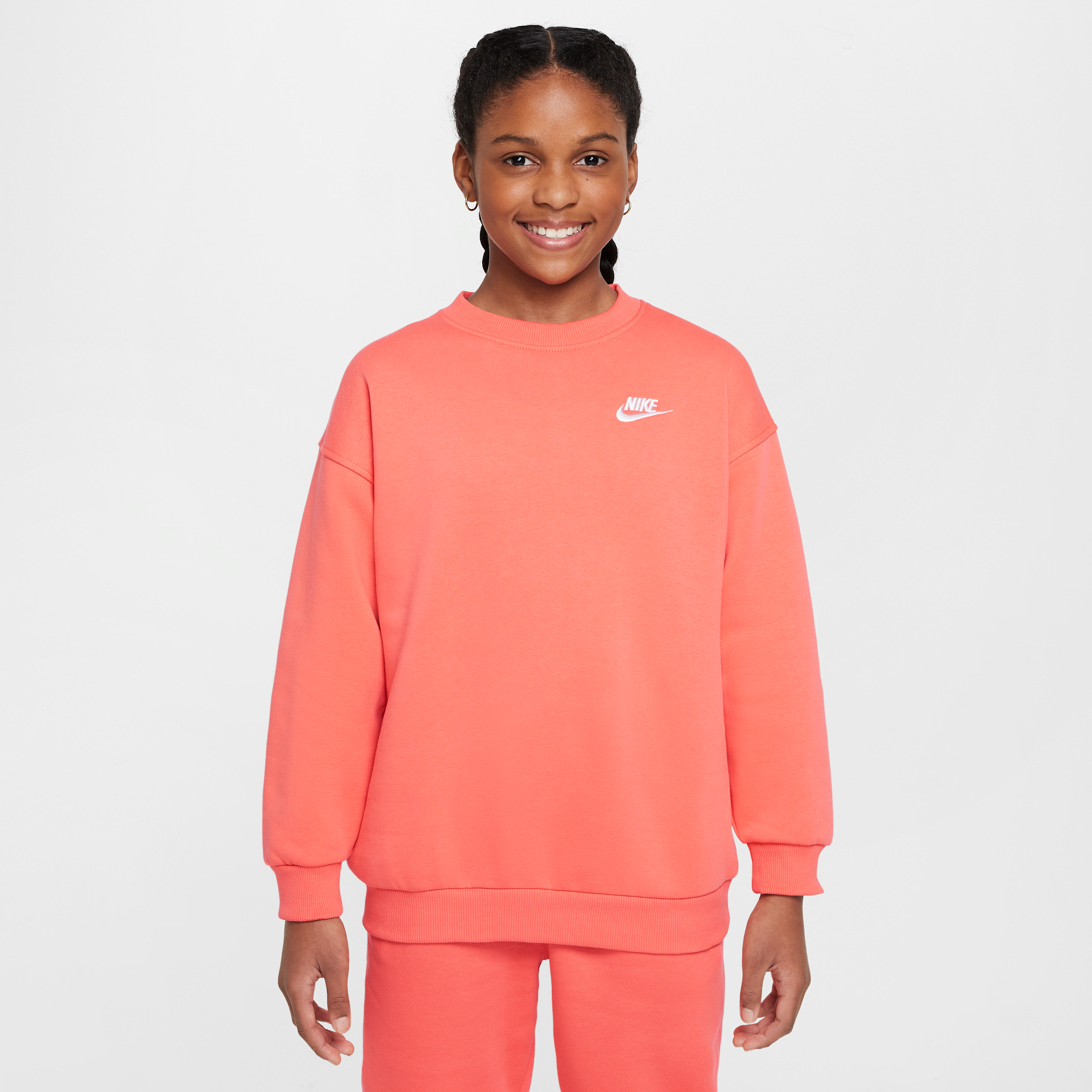 Nike Sportswear Club Fleece Big Kids' Oversized Sweatshirt In Orange
