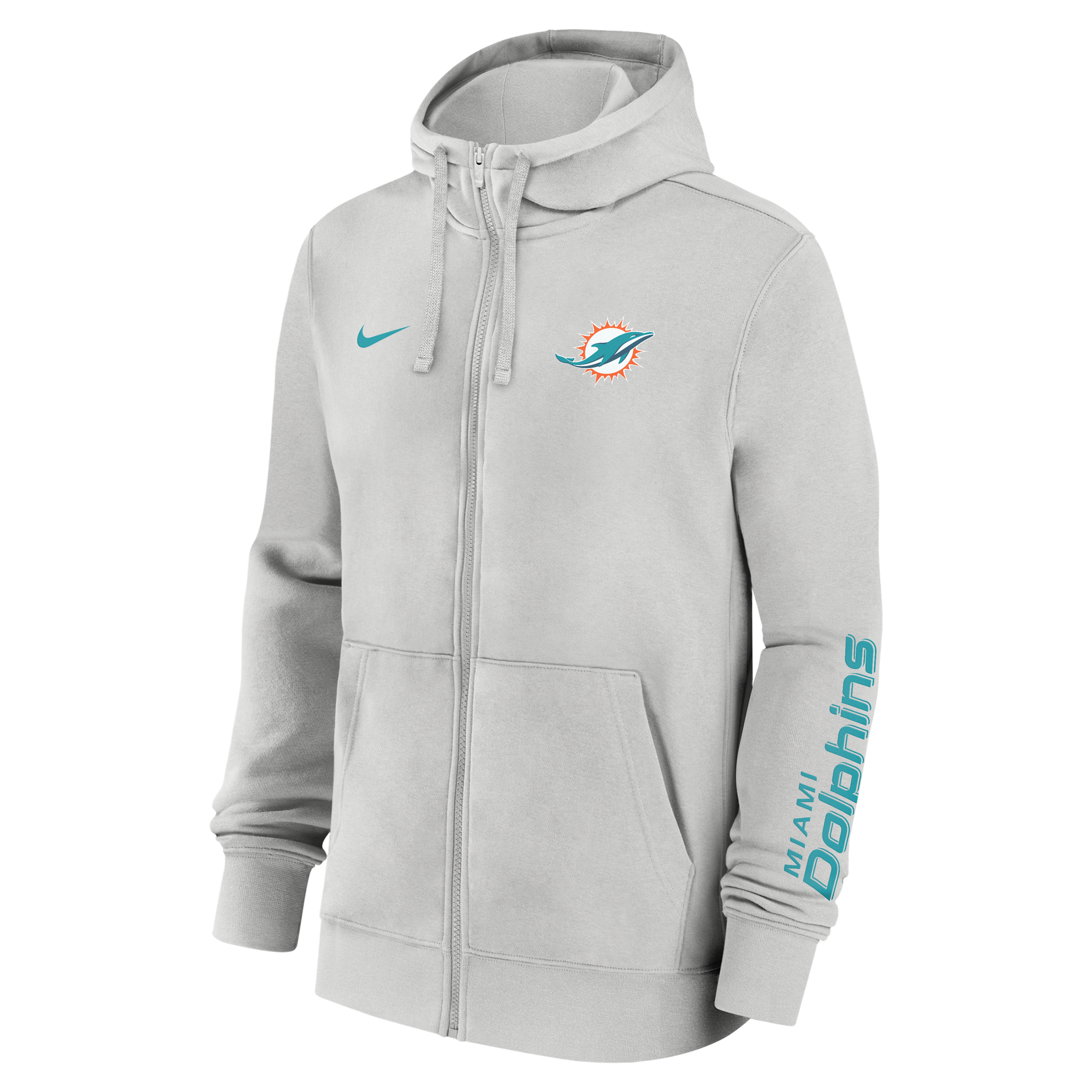 Miami Dolphins Club Nike Men's NFL Full-Zip Hoodie in Grey | 01NC0BB9P-1LR