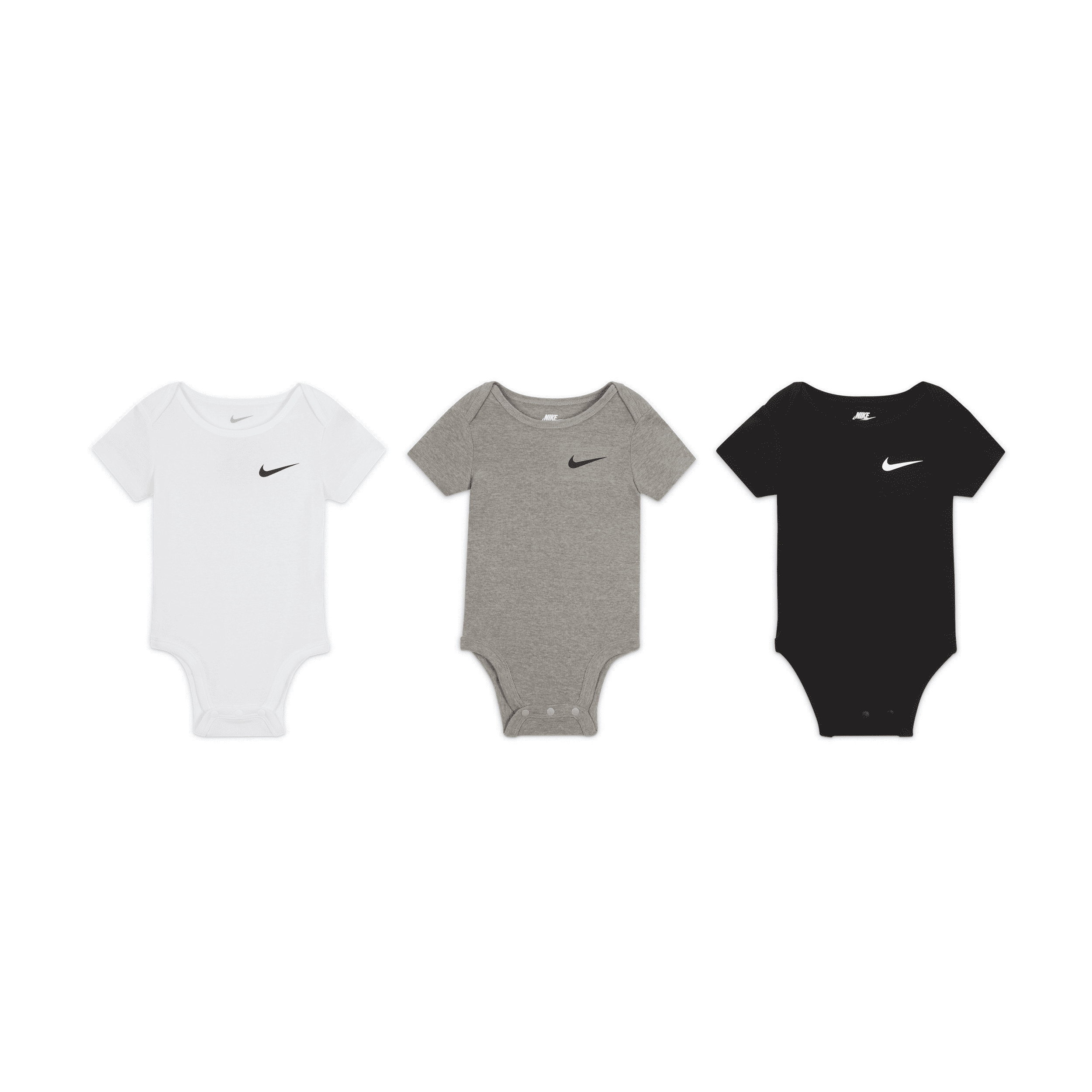 Shop Nike Mini Me Baby (0-9m) 3-pack Bodysuits In Grey