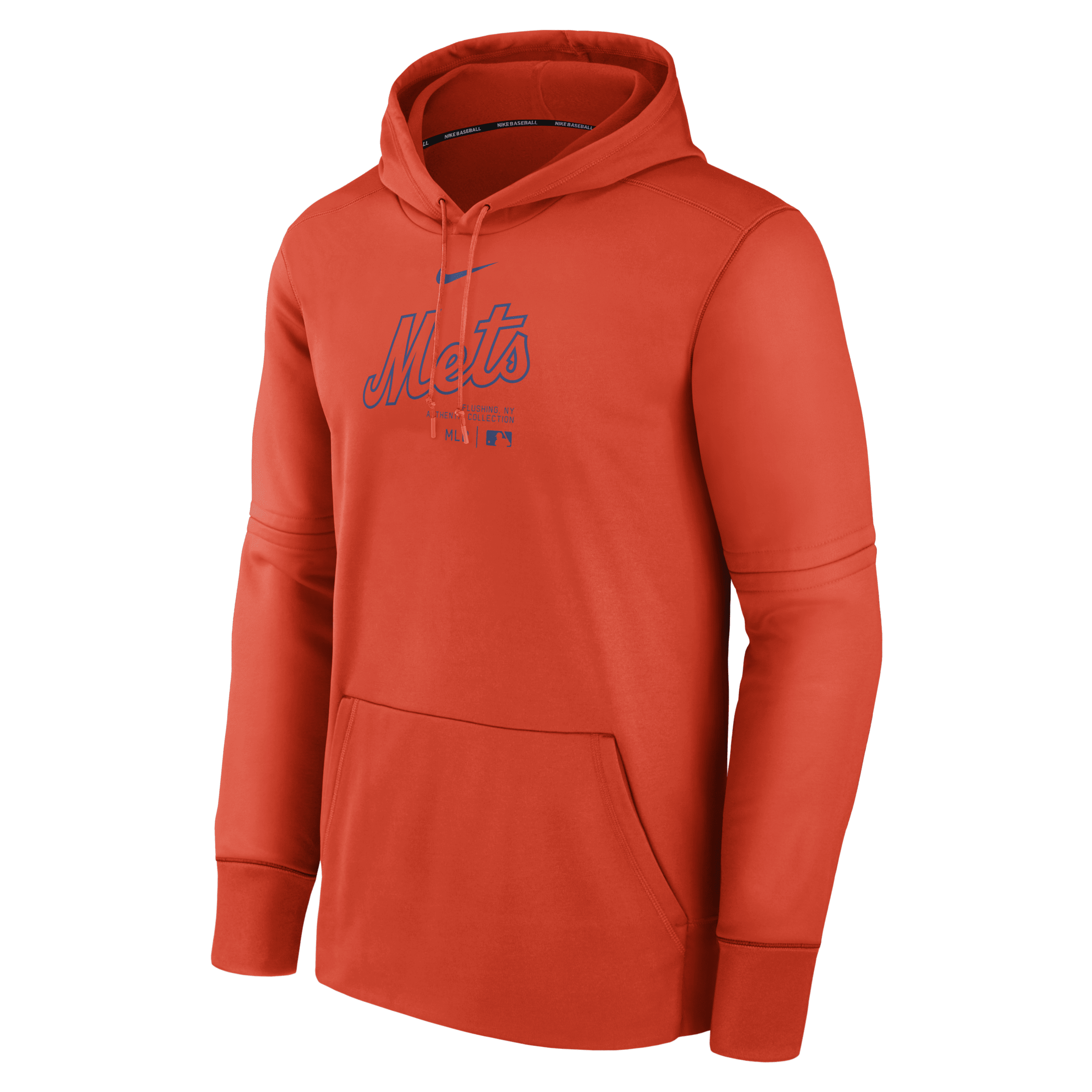 Shop Nike Men's New York Mets Authentic Collection Practice  Therma Mlb Pullover Hoodie In Orange