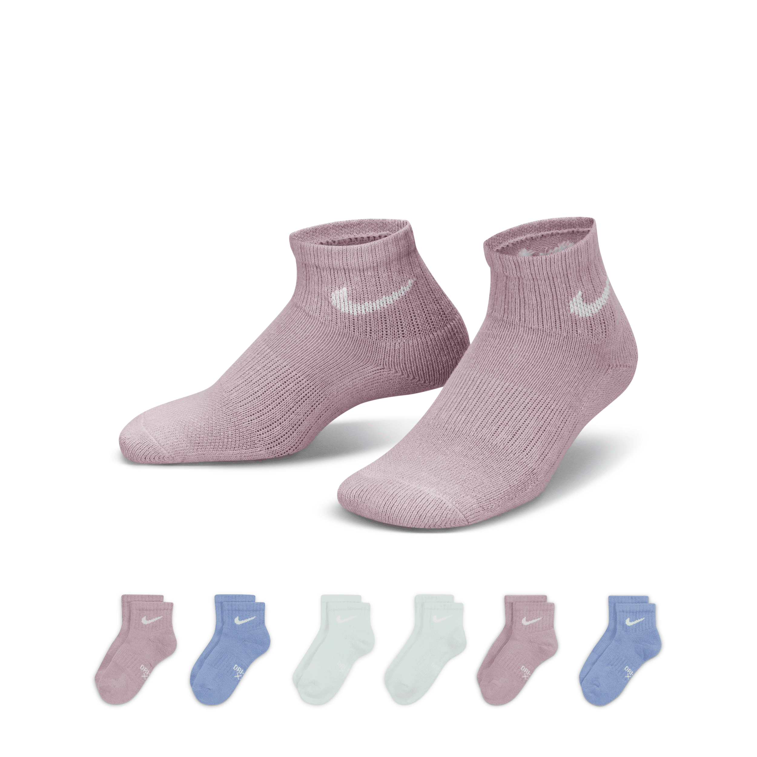 Nike Dri-fit Little Kids' Ankle Socks (6 Pairs) In Pink