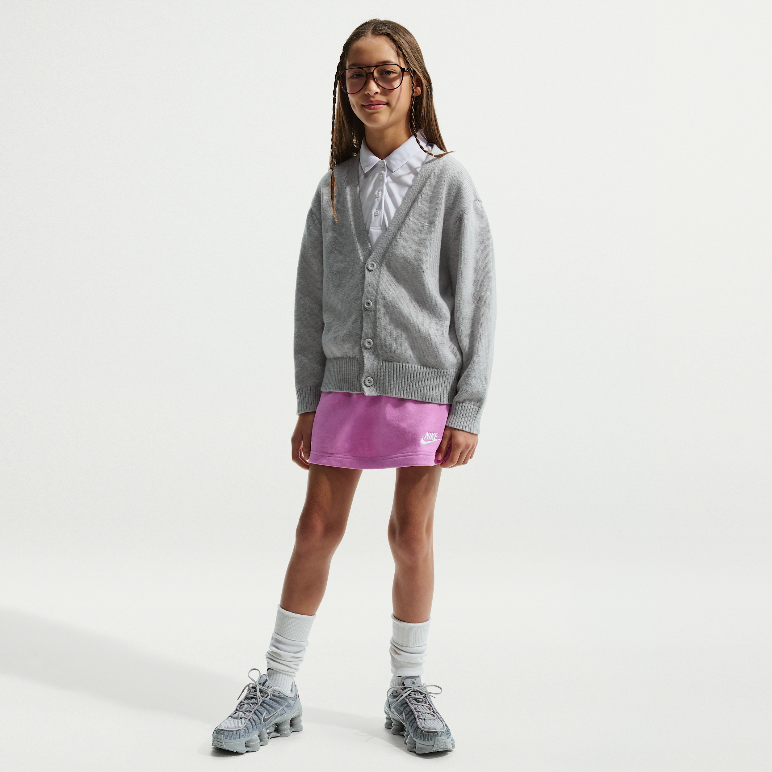 Nike Sportswear Club Big Kids' (Girls') French Terry Skirt in Purple | HQ9432-503