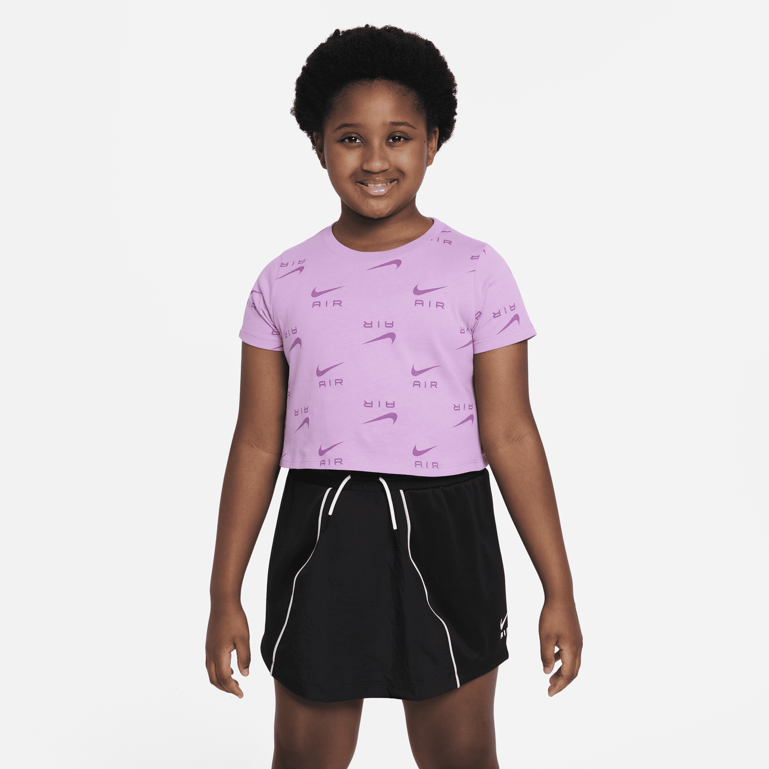 Nike Air Big Kids' (girls') Cropped T-shirt In Purple