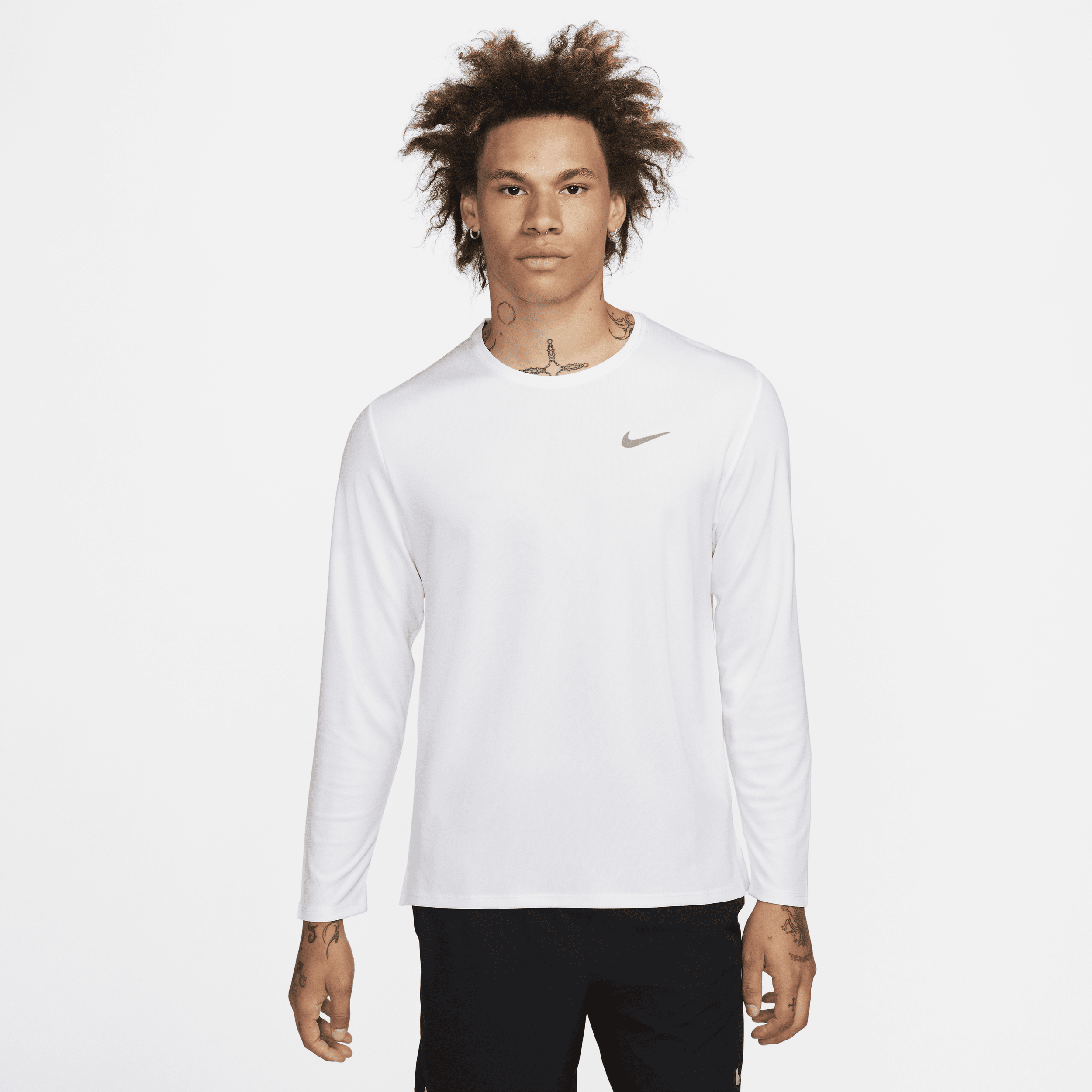Nike Men's Miler Dri-FIT Long-Sleeve Running Top in White | FB7070-100