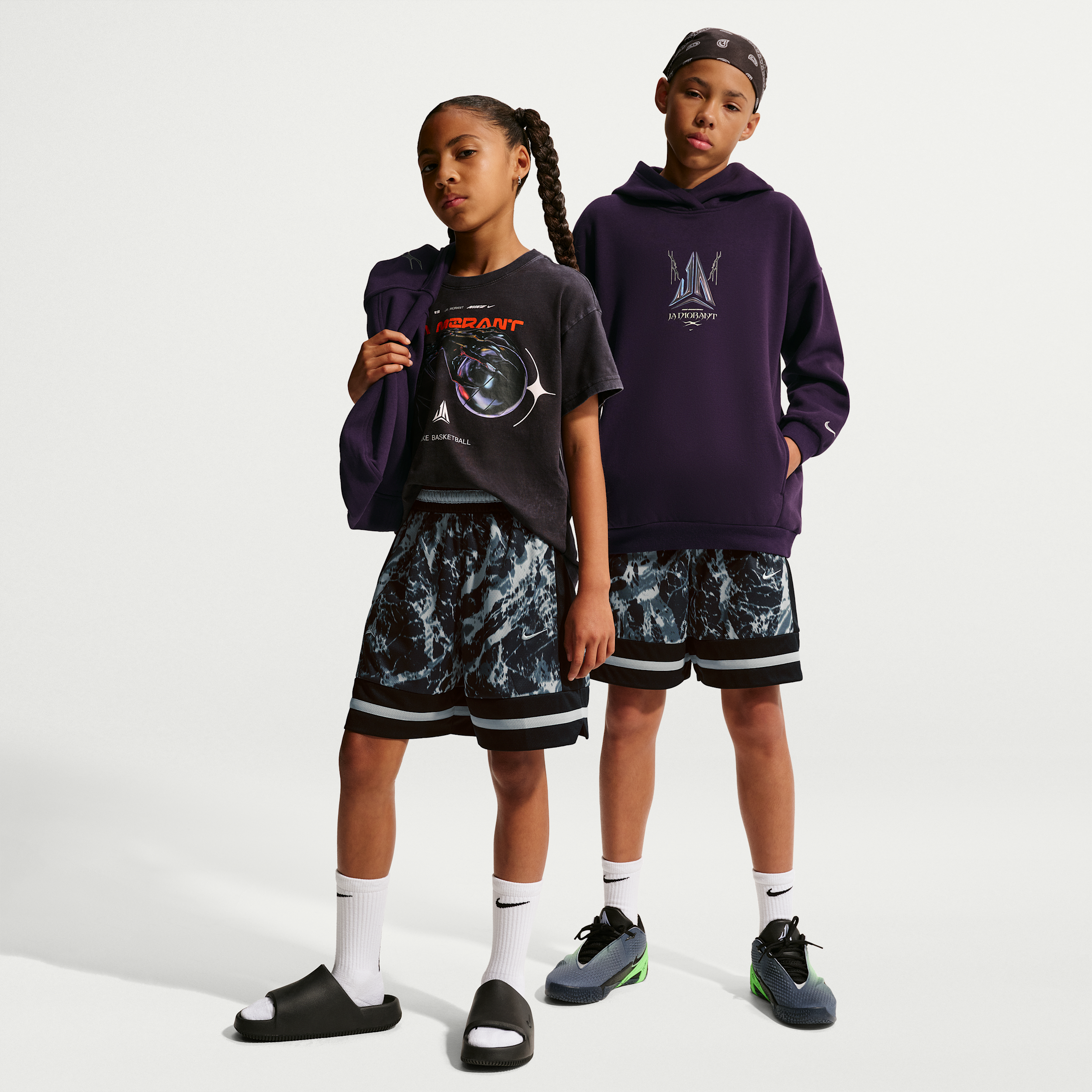 Nike Ja Morant Boys' and Girls' 7-20 Dri-fit Basketball Shorts - Black/Light Smoke Gray