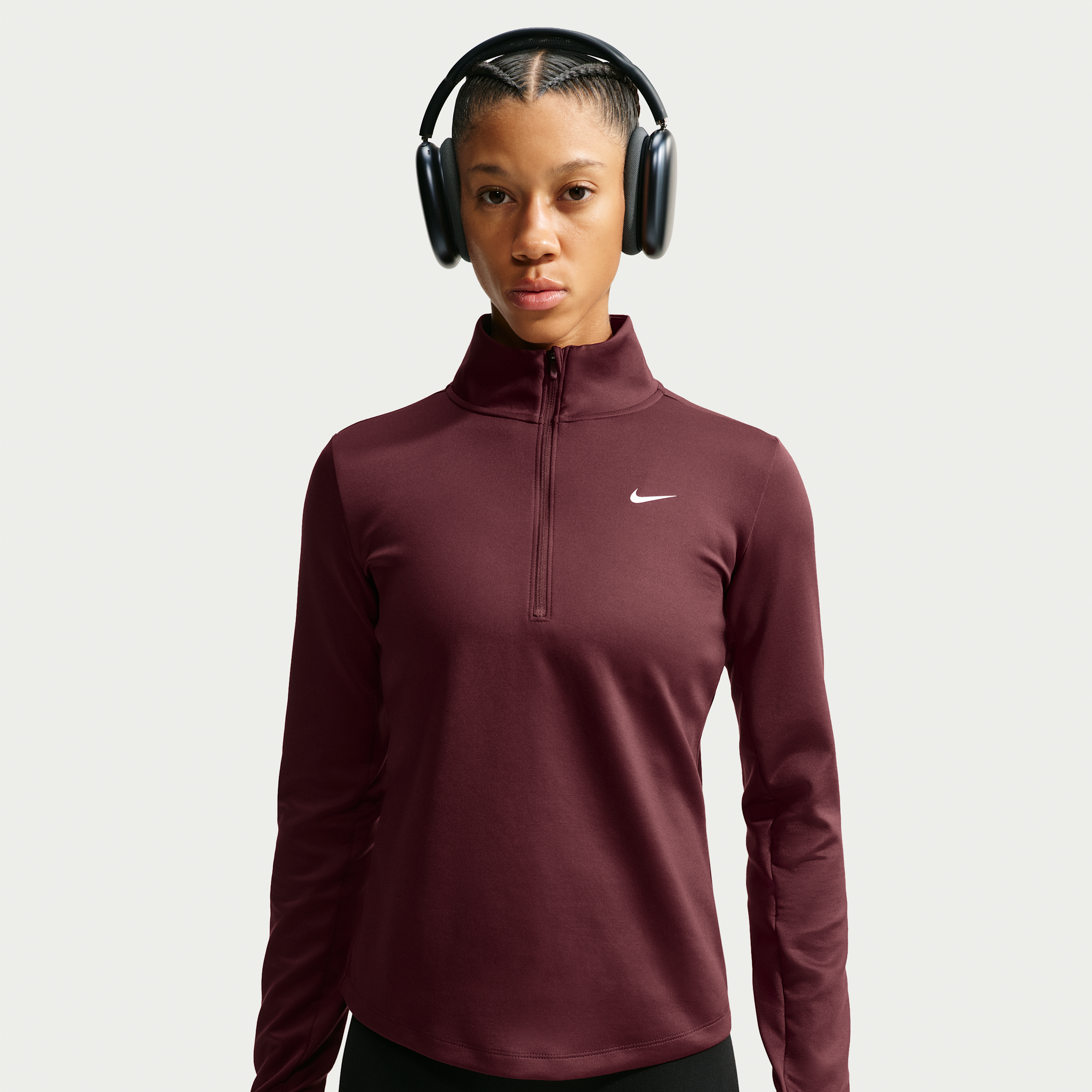 Nike Women's One Therma-FIT 1/2-Zip Mid Layer, Medium, Mystic Dates/White