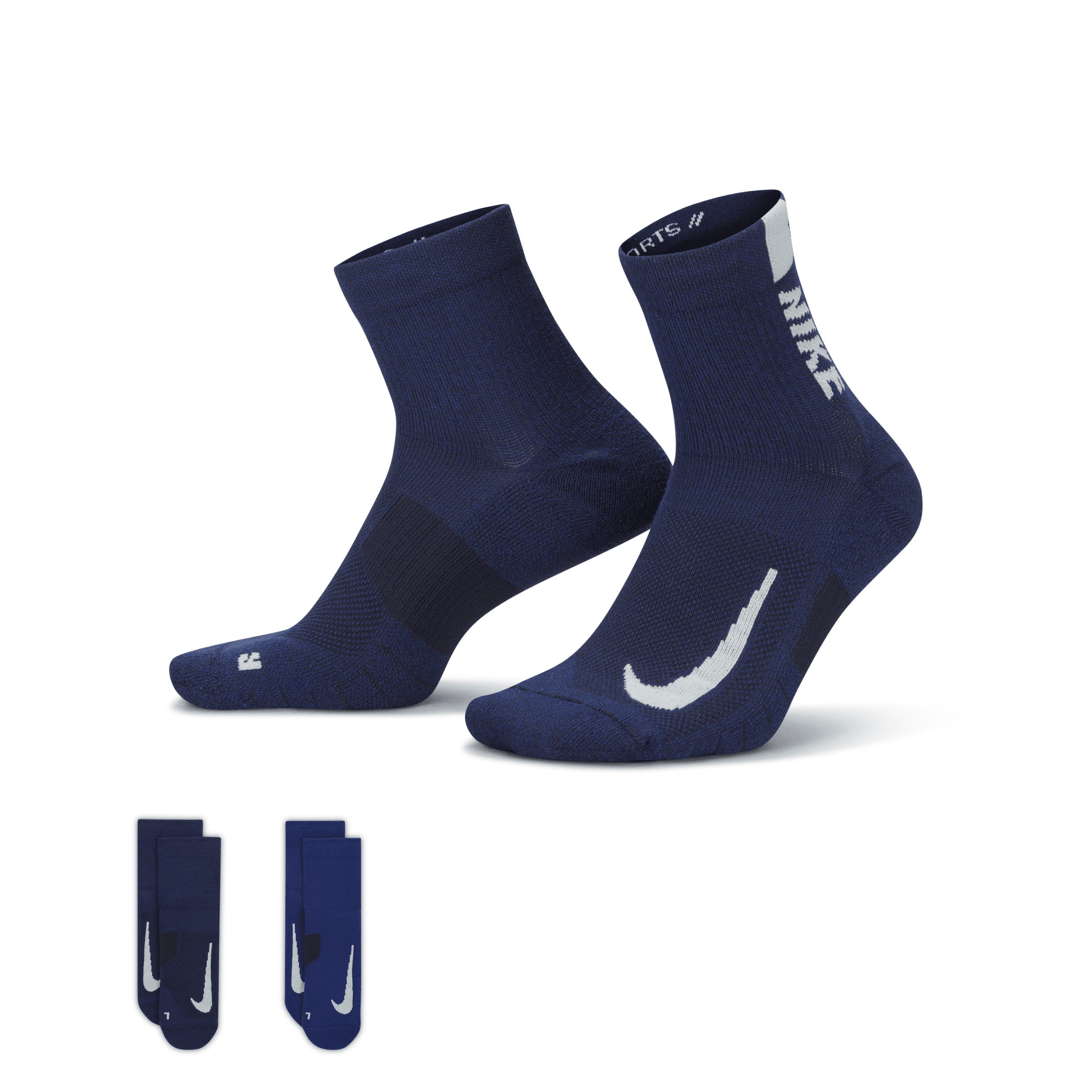 Nike Unisex Multiplier Running Ankle Socks (2 Pair) In Multicolor