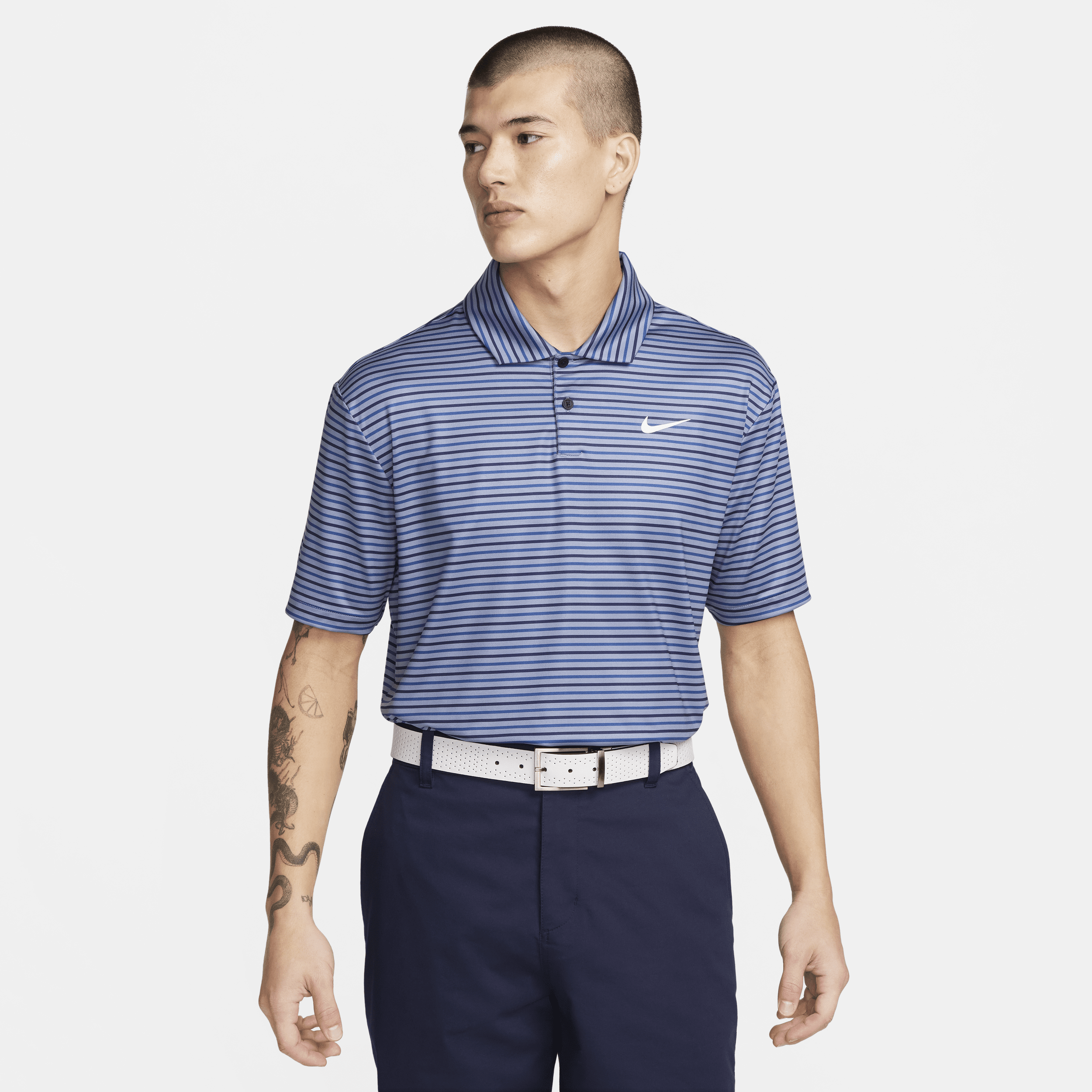 Nike Men's Tour Dri-fit Striped Golf Polo In Blue