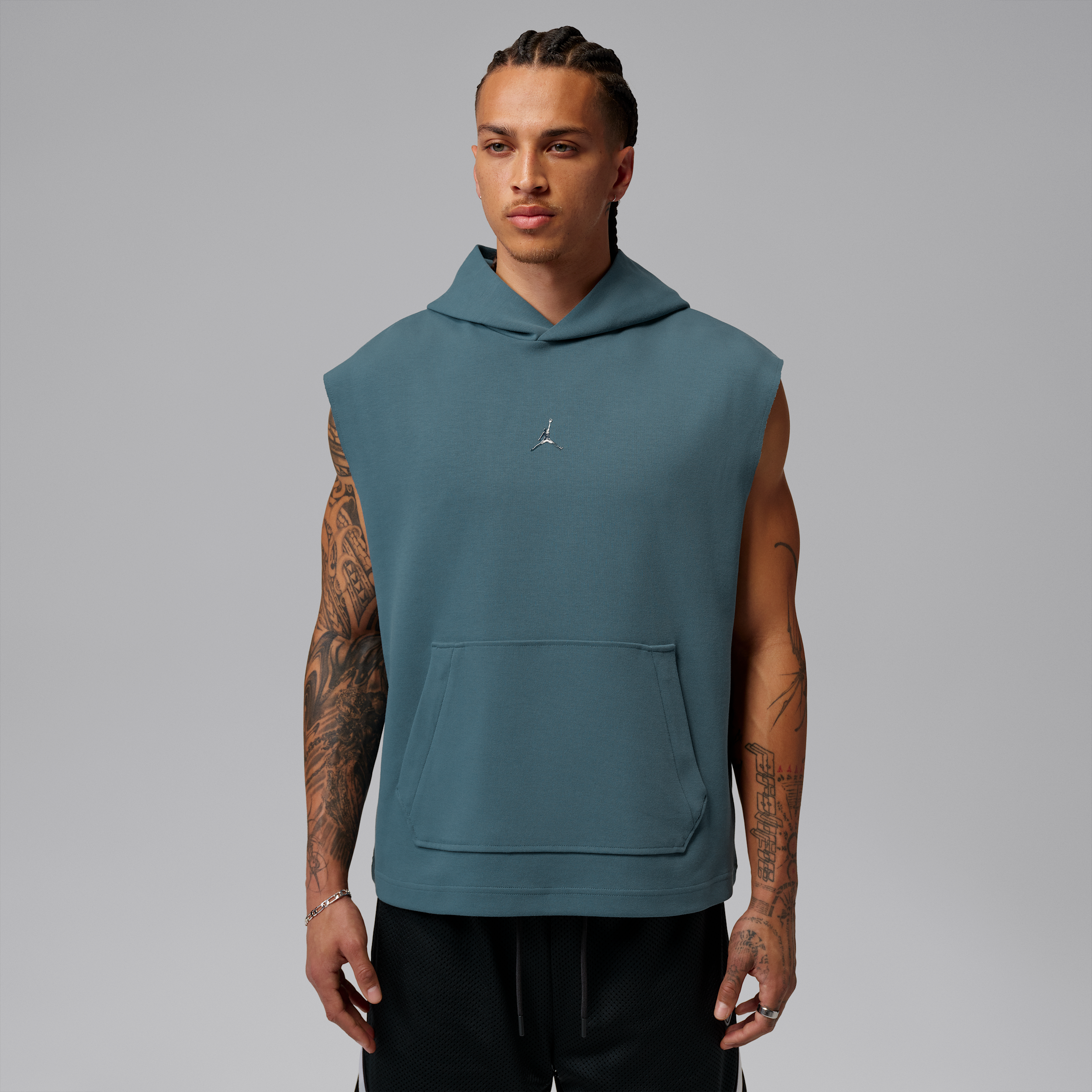 Jordan Men's Sport Hoop Fleece Dri-FIT Sleeveless Pullover Hoodie in Ash Green/Clear Size: Medium