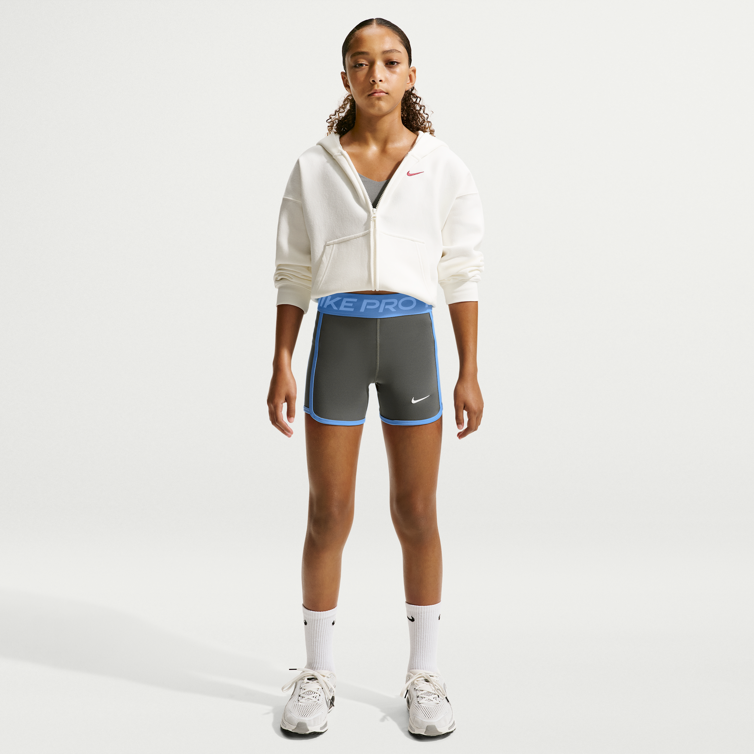 Women's Nike Pro Girls' Dri-FIT 3" Shorts in Grey | IF2759-289