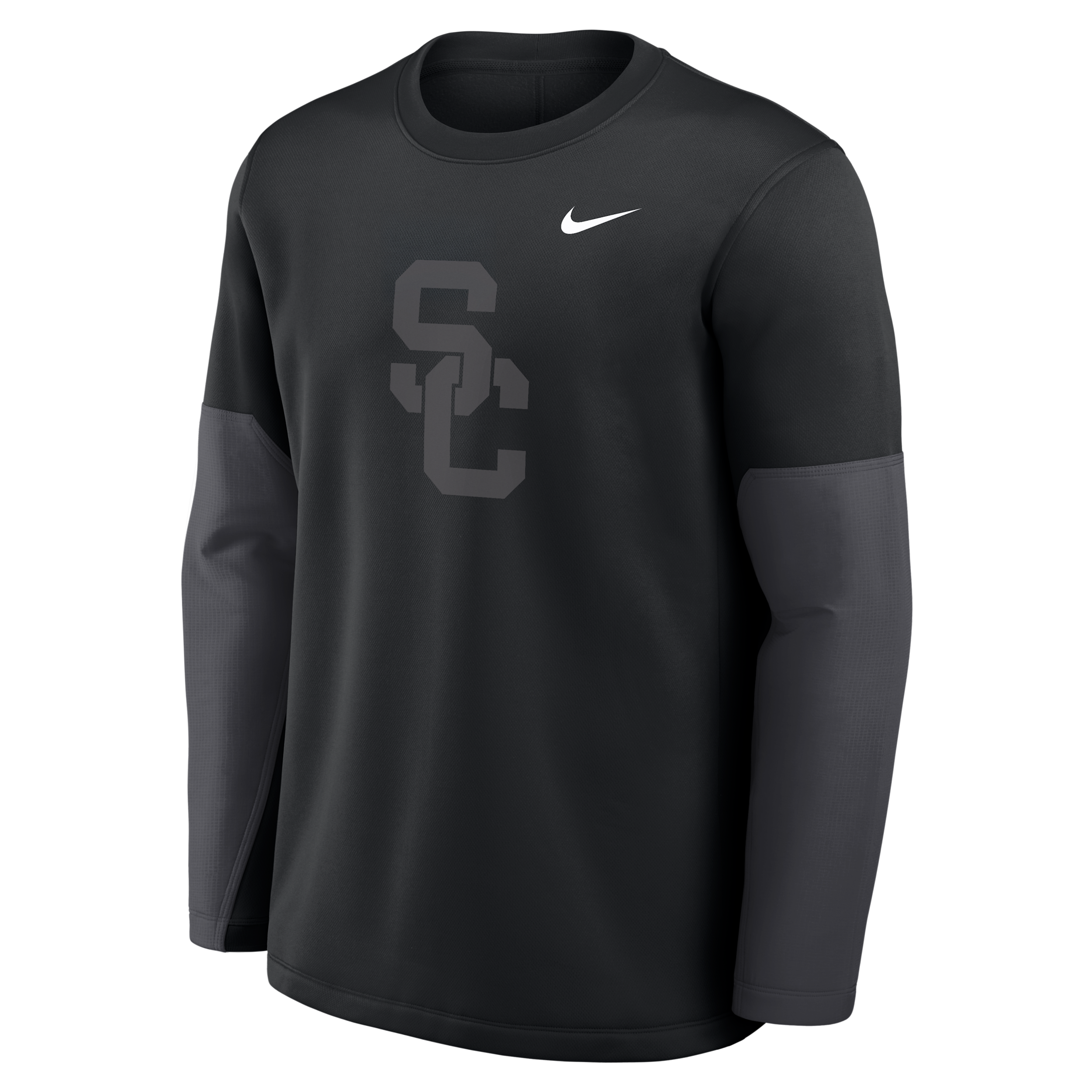 USC Sideline Coach Nike Men's Therma-FIT College Long-Sleeve T-Shirt in Black | 03BR166NSCJ-6P4