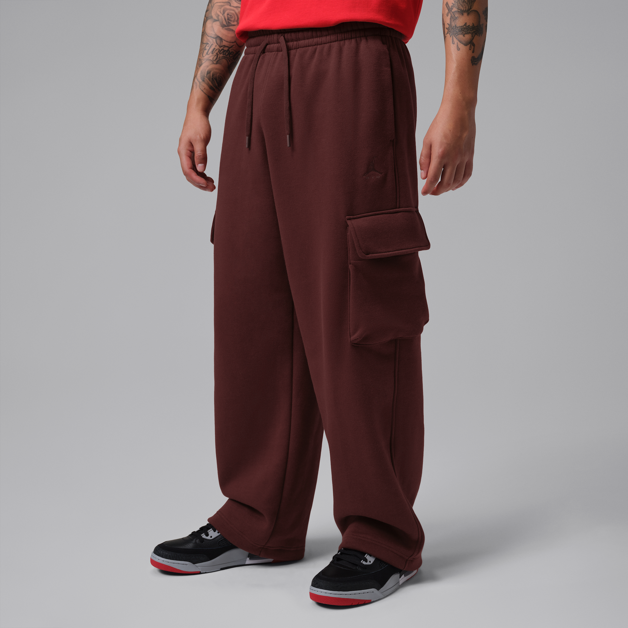 Men's Jordan Brooklyn Oversized Fleece Cargo Pants in Brown | IO1816-273