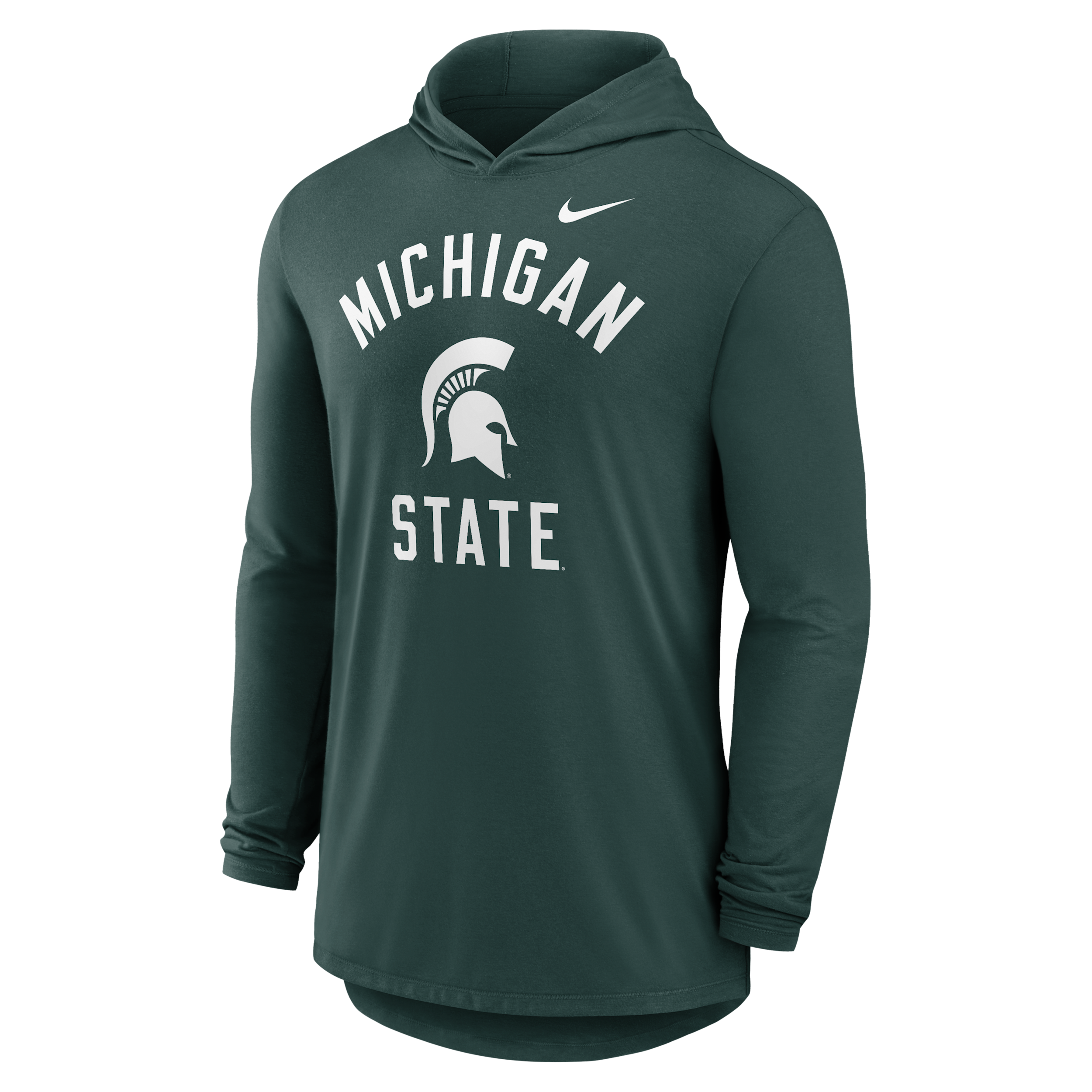 Nike Green Michigan State Spartans Classic Arch Tri-blend Performance Long Sleeve Hoodie T-shirt In Green