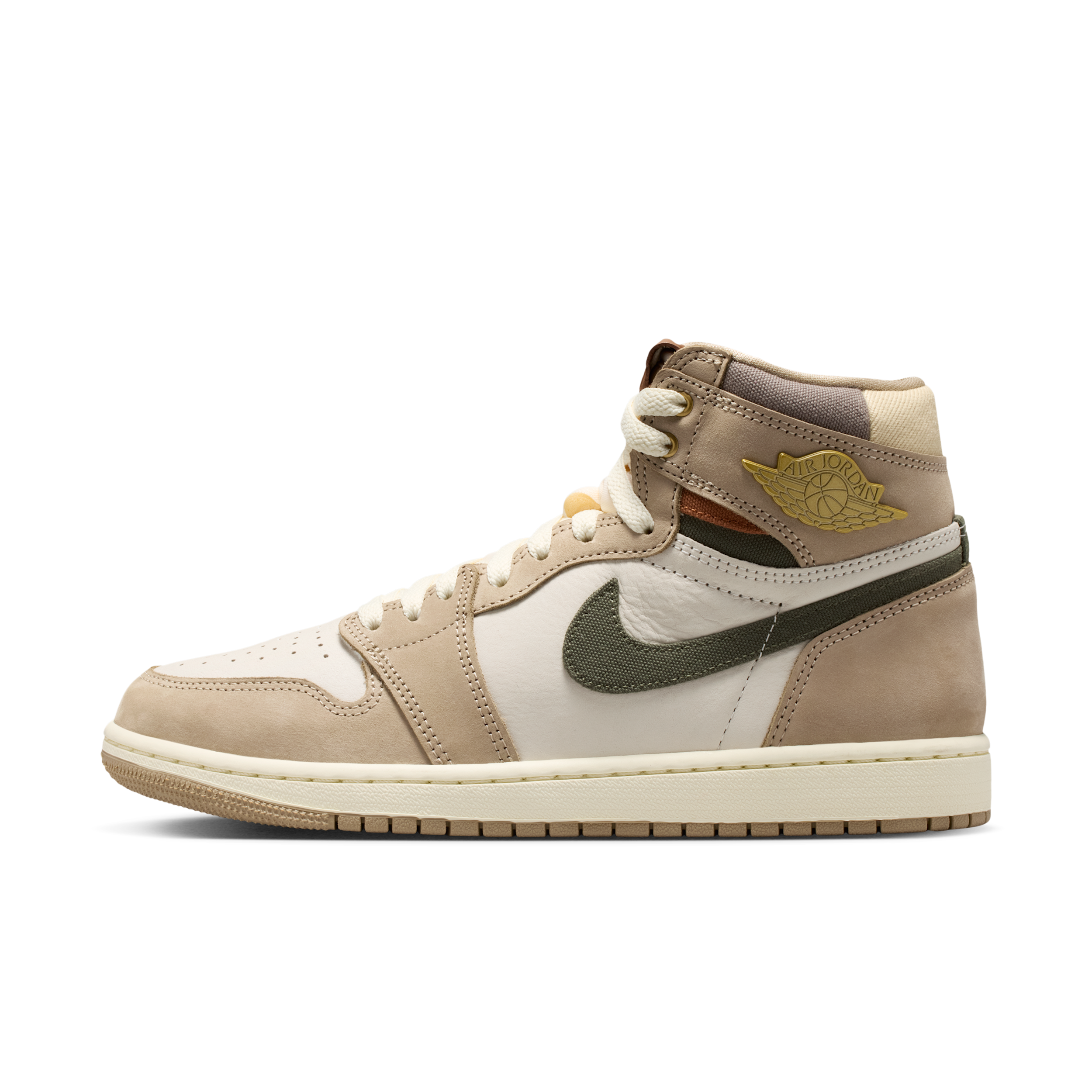 Jordan Women's Air Retro 1 High OG Casual Shoes in Khaki-Color/Sail Size: 11.5