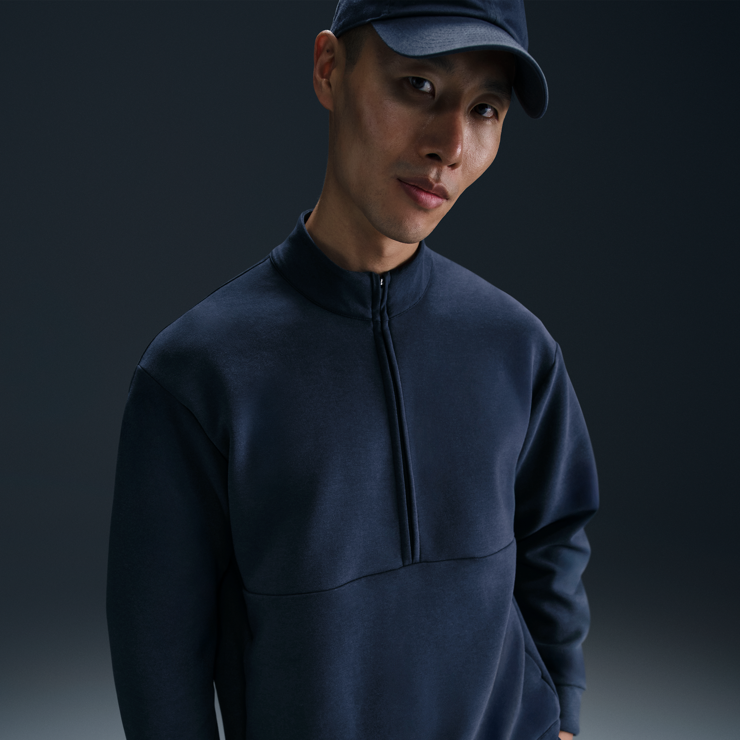 Nike Men's 24.7 ImpossiblySoft Dri-FIT 1/2-Zip Top in Blue | HQ6953-451