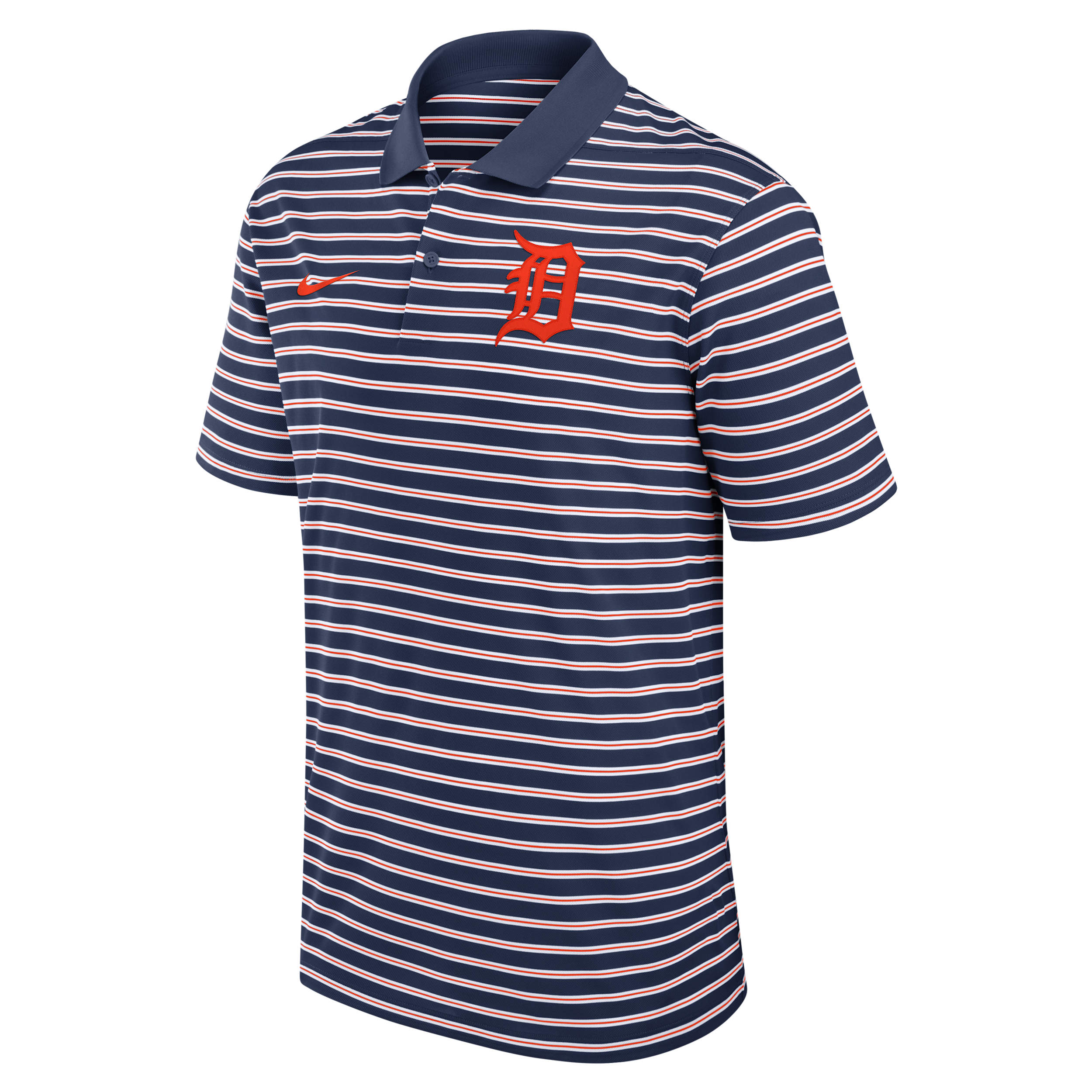 Detroit Tigers Striped Victory Nike Men's Dri-FIT MLB Polo in Blue | 02LX0IDMDG-JDC