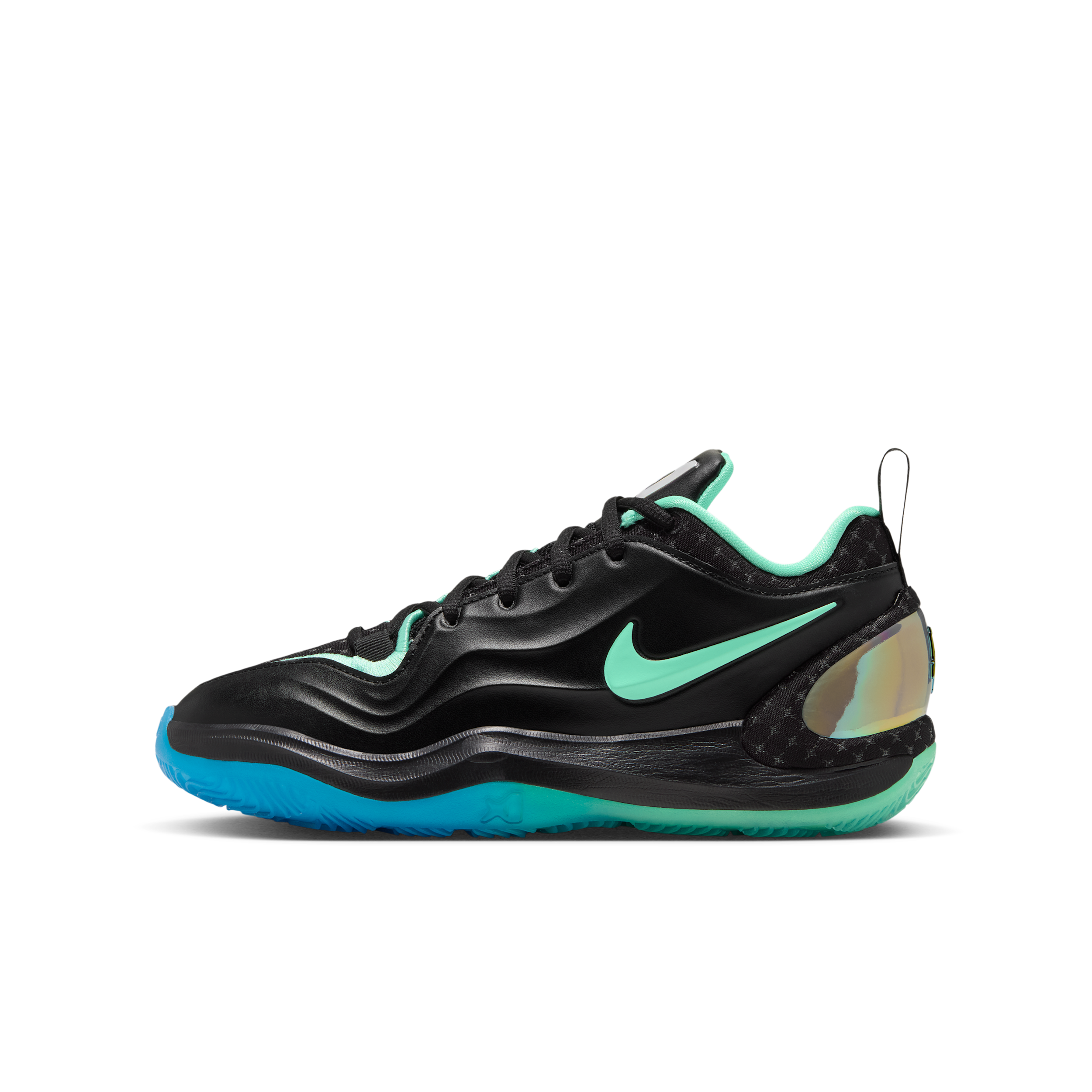 Nike Kids' Grade School A'Two 'Nike Nationals' Basketball Shoes, Size 7, Black/Green/Blue