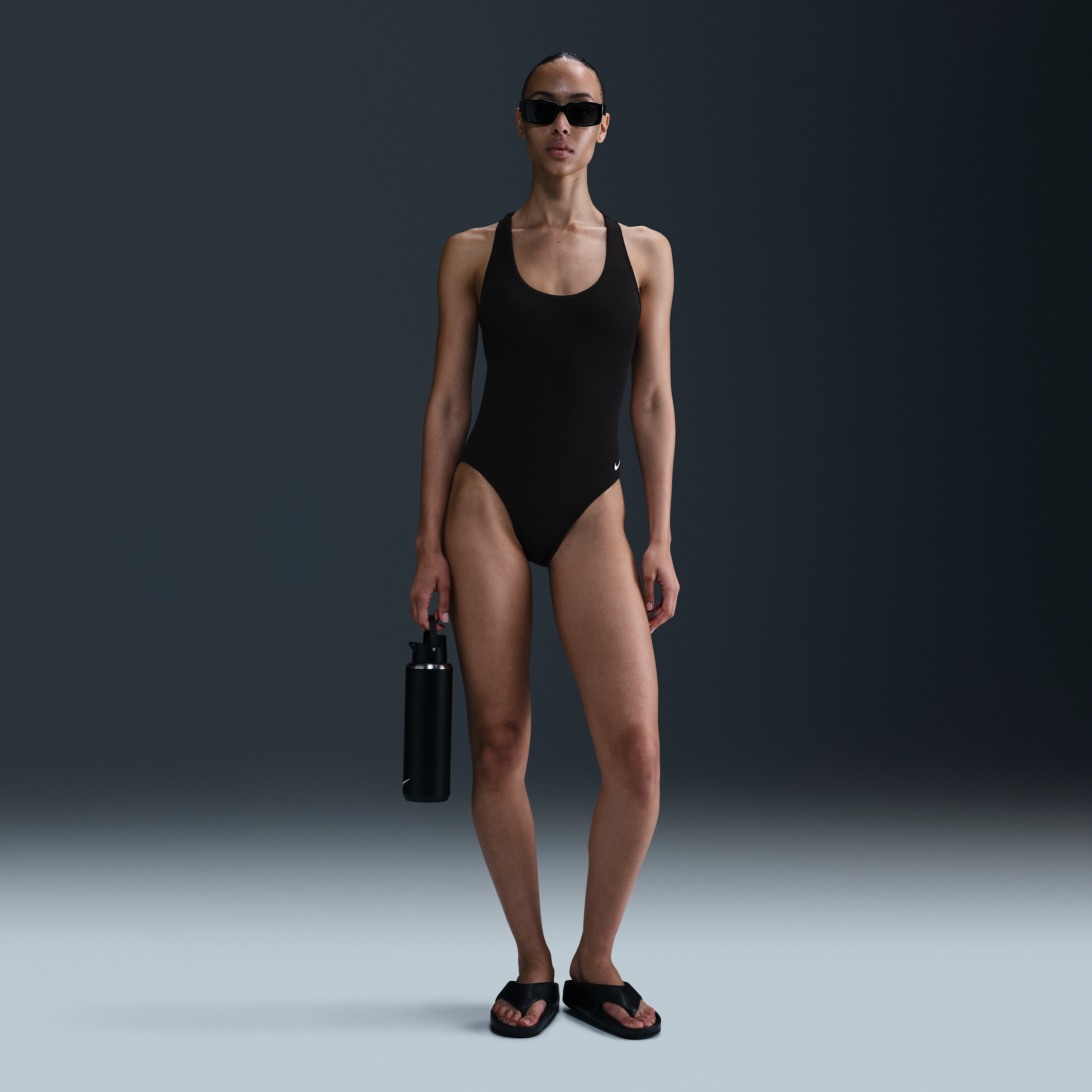 Nike Racerback Terry One-piece Swimsuit In Black