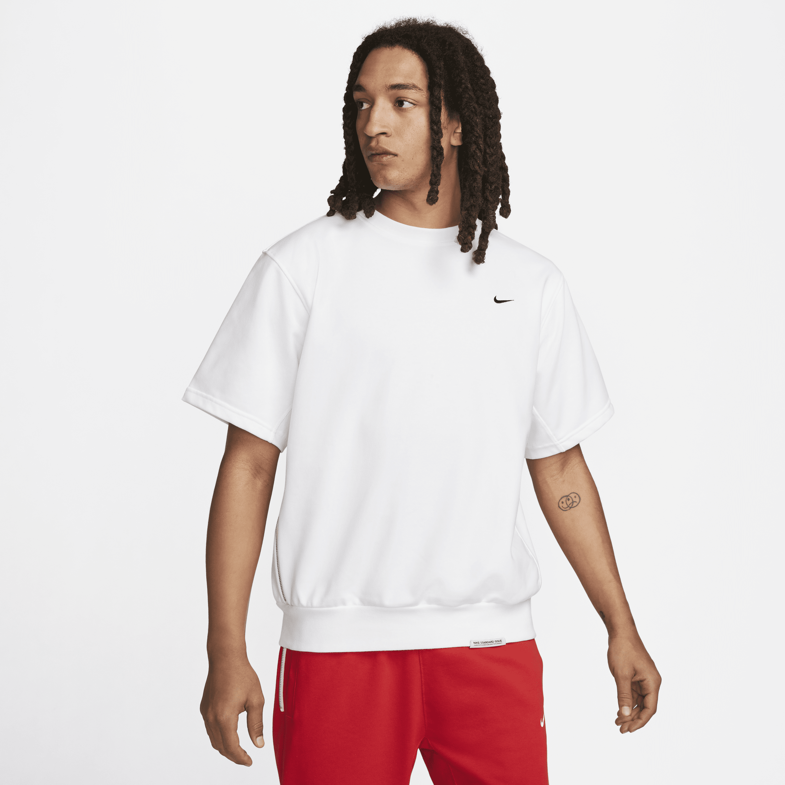 Shop Nike Men's Dri-fit Standard Issue Short-sleeve Basketball Crew In White