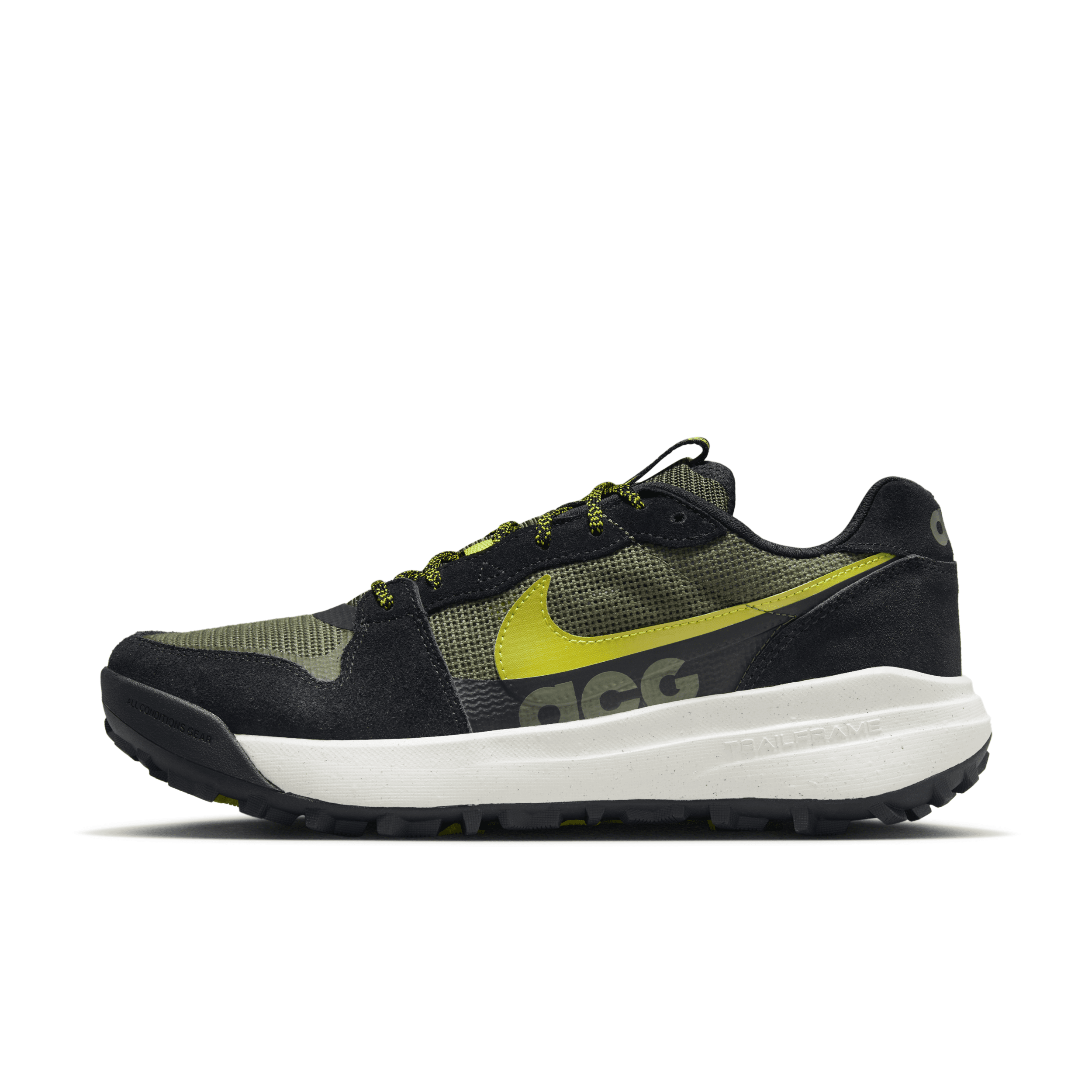 Nike Acg Lowcate Leather-trimmed Suede And Mesh Sneakers In Green