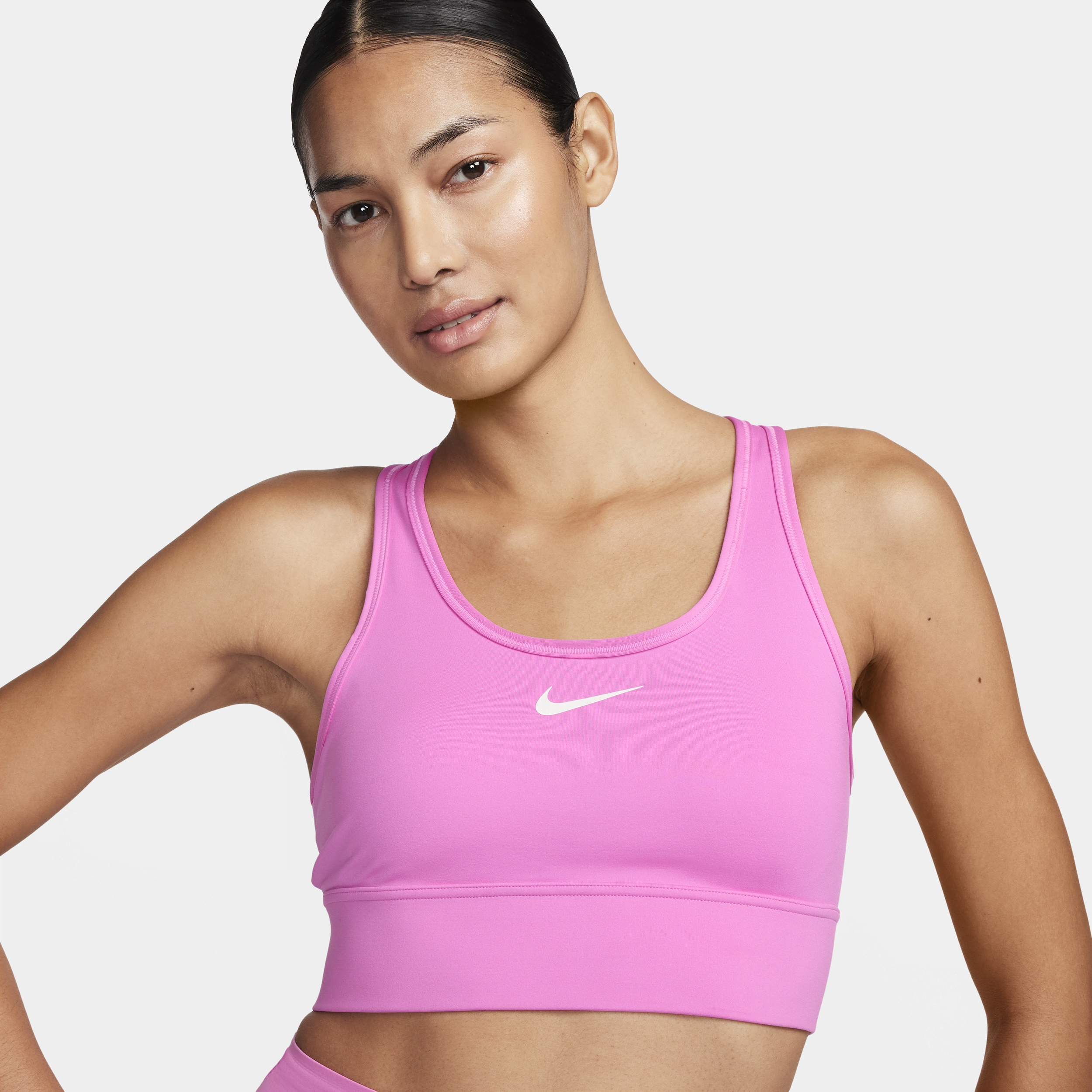 Nike Women's Swoosh Medium Support Padded Longline Sports Bra In Red