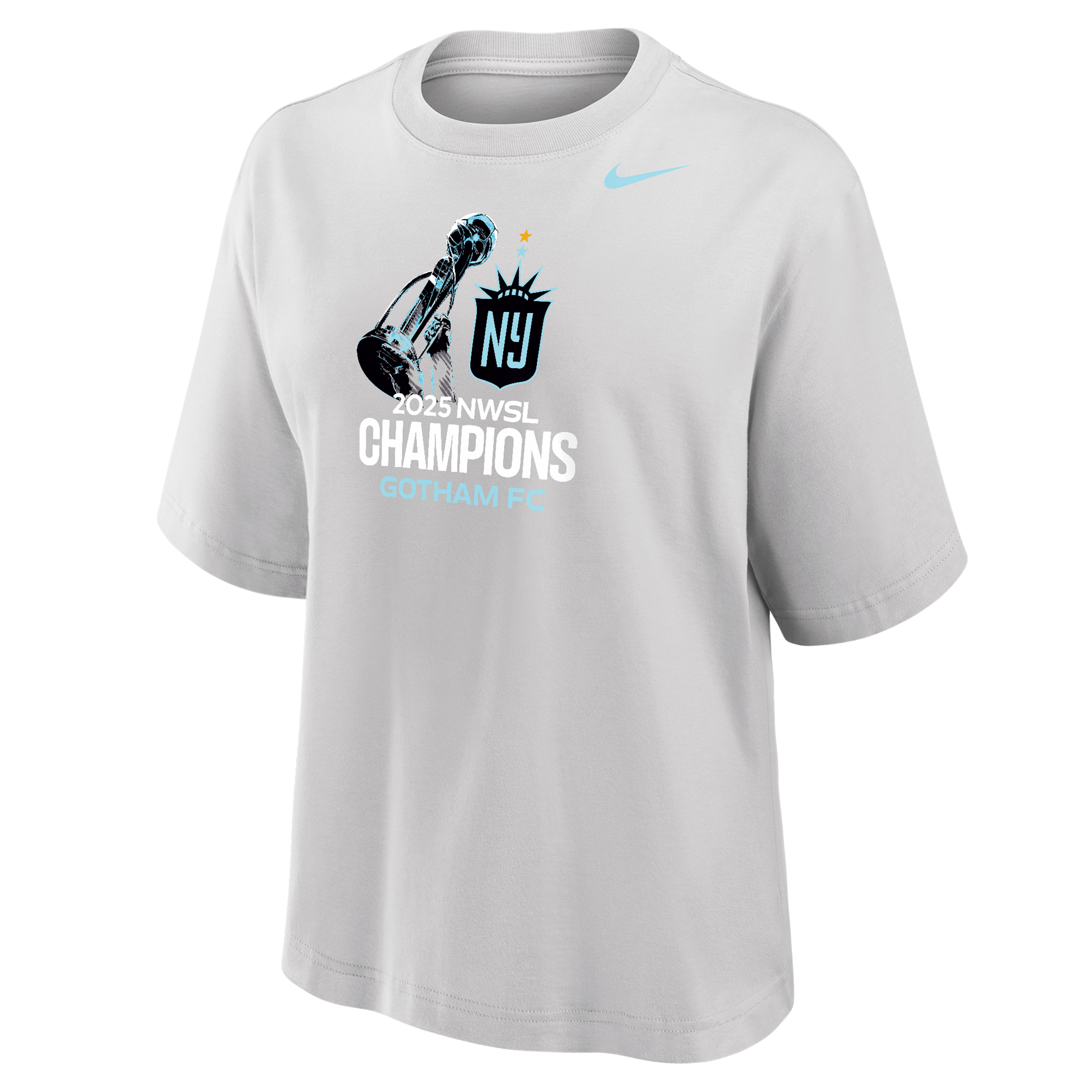 Nike Women's Gotham FC NWSL Champions Boxy T-Shirt in Grey | W11668P841SBF-NGY
