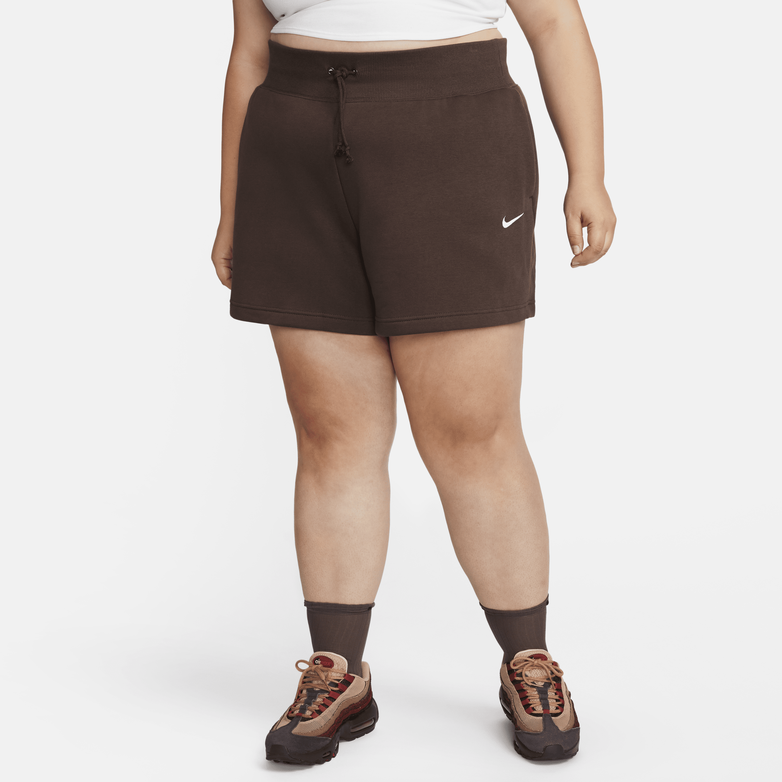 Nike Women's  Sportswear Phoenix Fleece High-waisted Loose Shorts (plus Size) In Brown