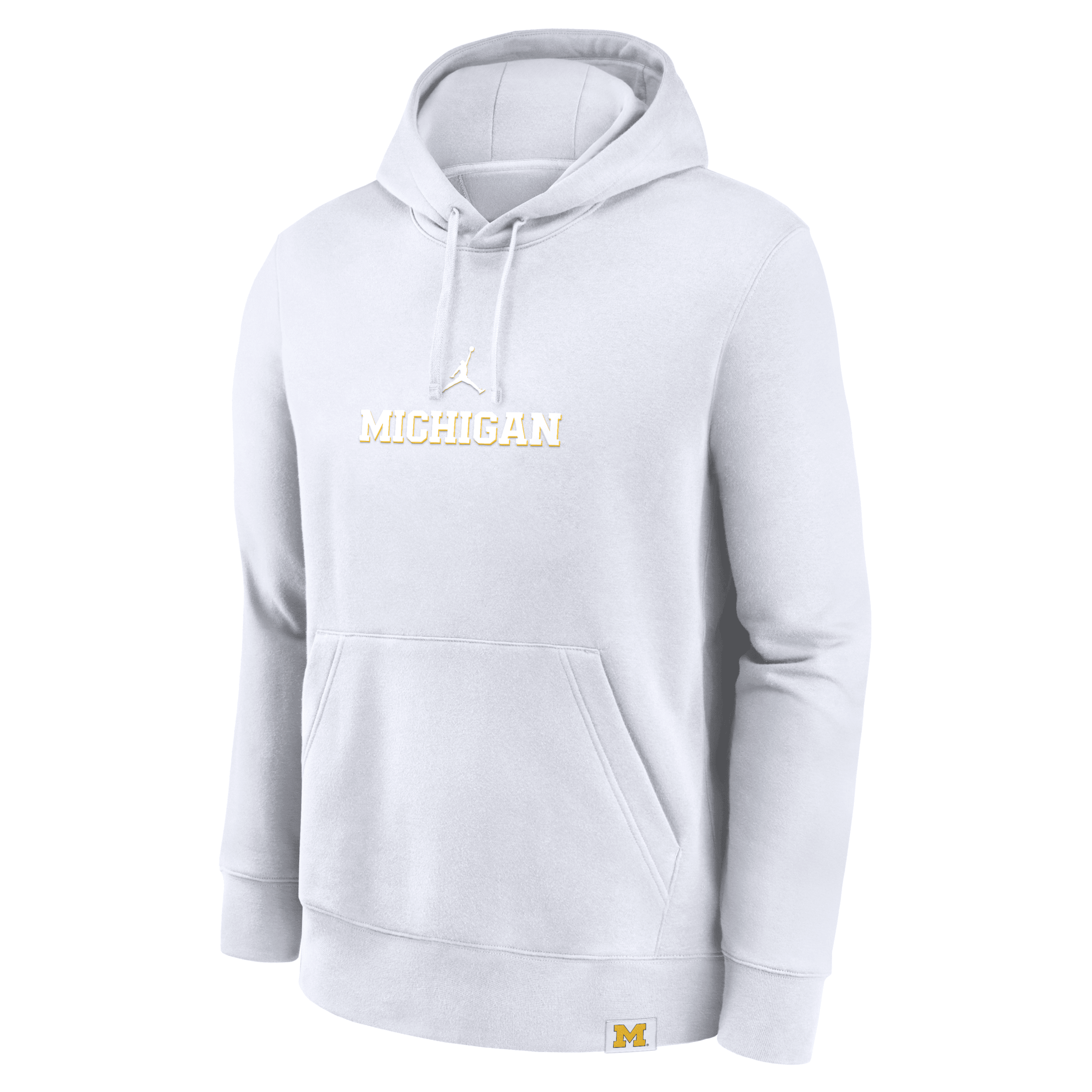 Jordan Michigan Wolverines Statement Wordmark Lockup Heavyweight Nike Men's College Pullover Hoodie In White