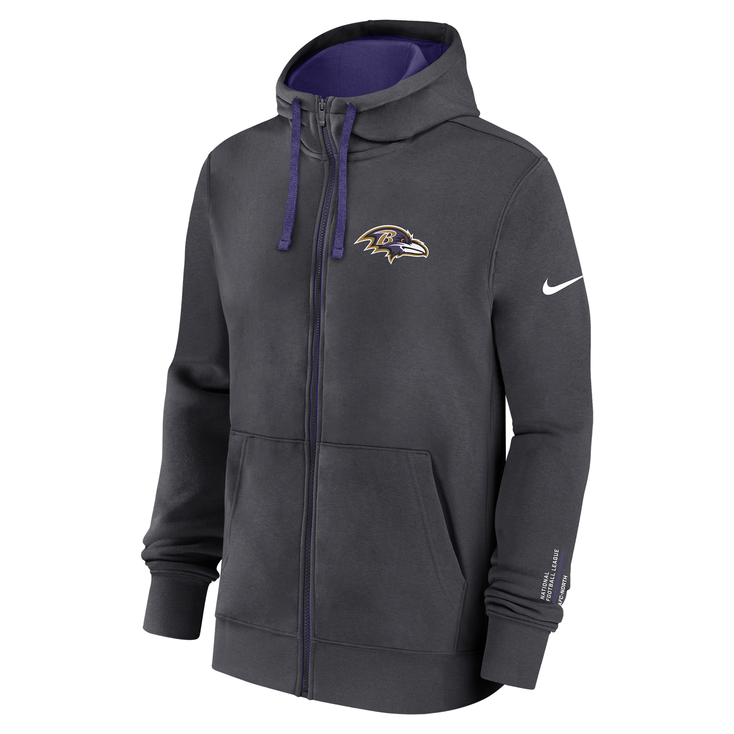 Nike Baltimore Ravens Playbook Page Club  Men's Nfl Full-zip Hoodie In Gray