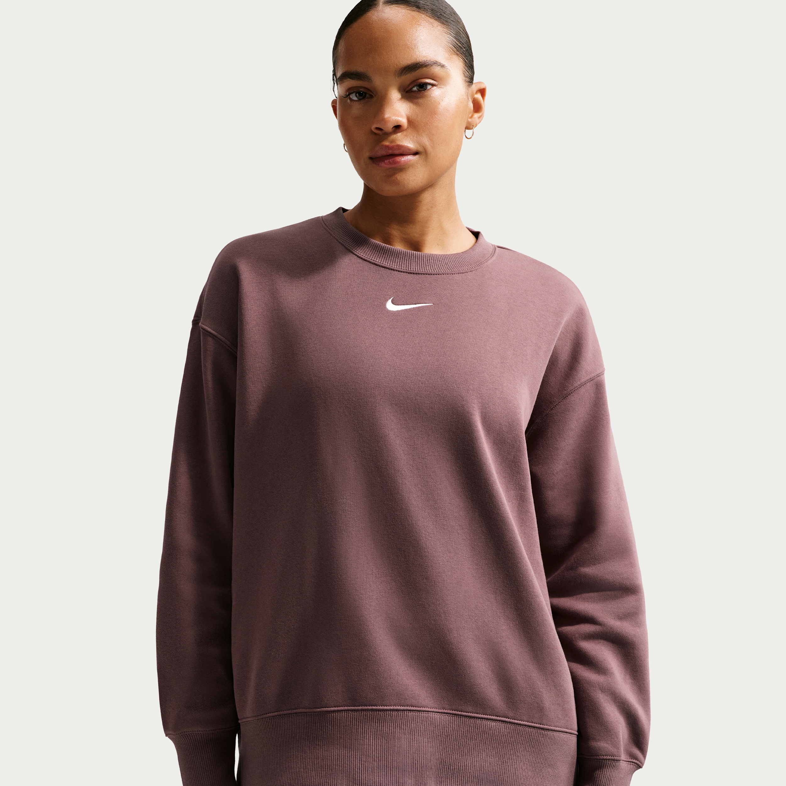 Women's Nike Sportswear Phoenix Fleece Oversized Crew-Neck Sweatshirt in Purple | FZ4270-502