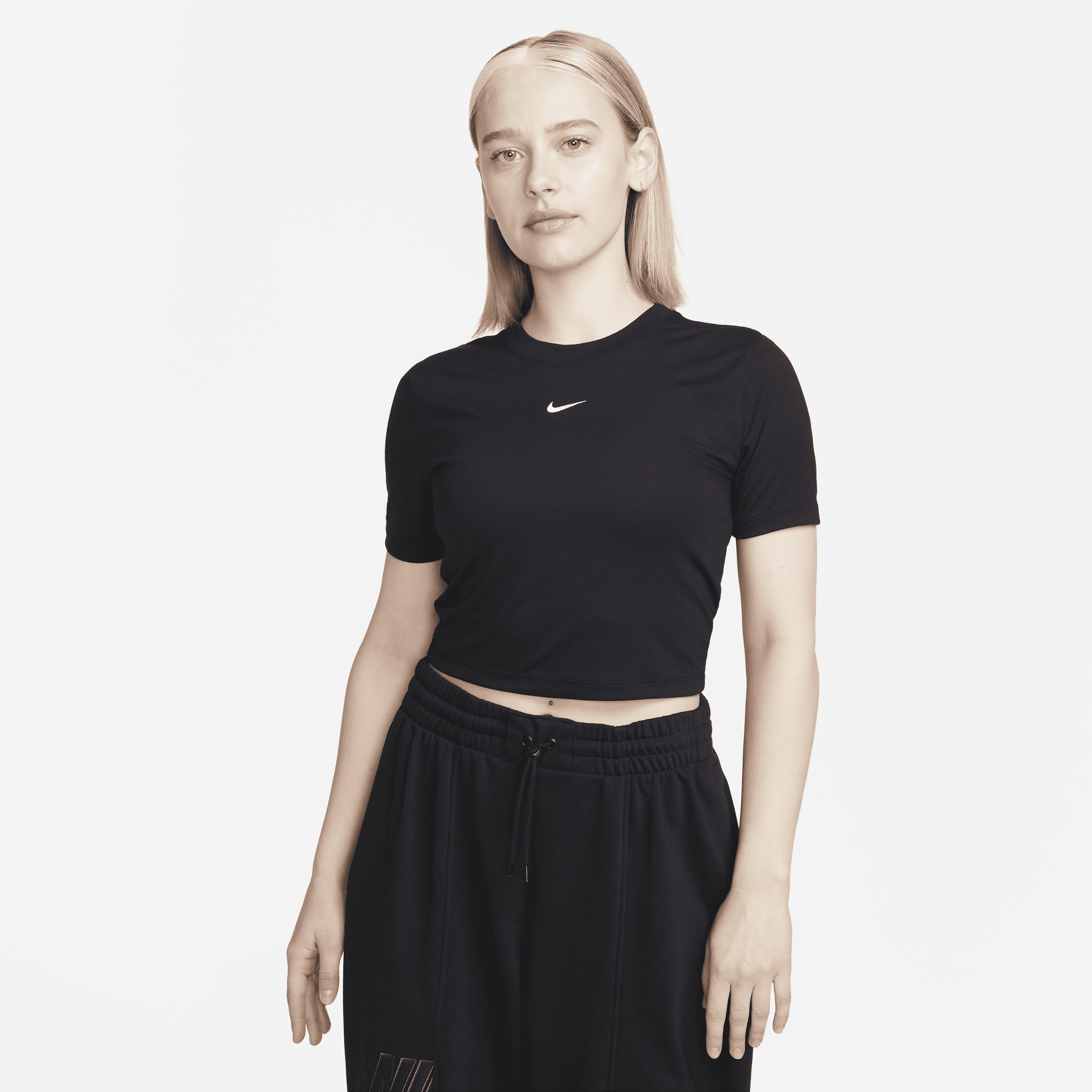 Shop Nike Women's  Sportswear Essential Slim Cropped T-shirt In Black