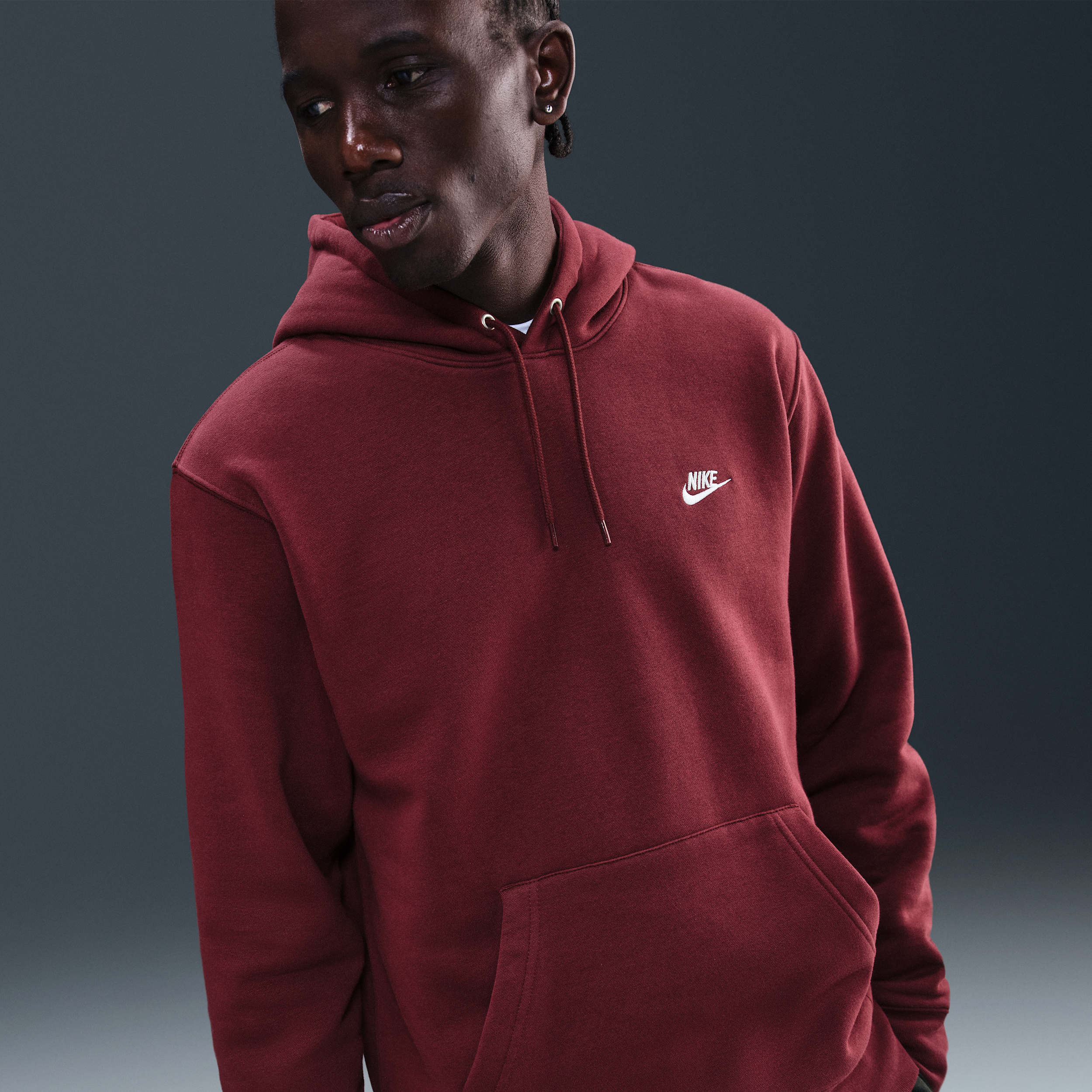 Nike Men's Club Pullover Fleece Hoodie In Red