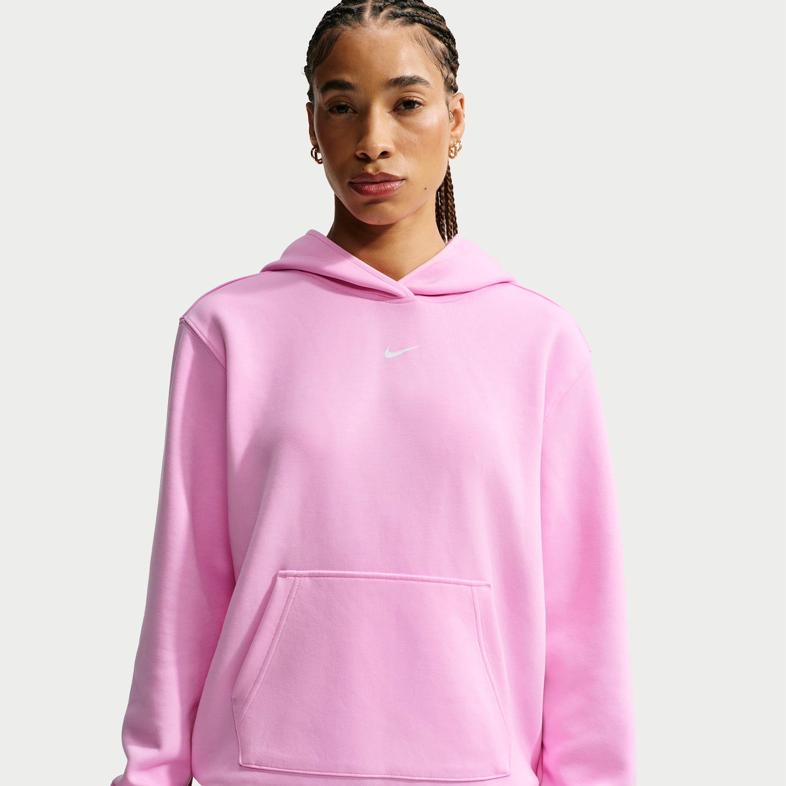 Nike Women's Studio Fleece Sport Dri-FIT Pullover Hoodie in Pink | IO9049-621