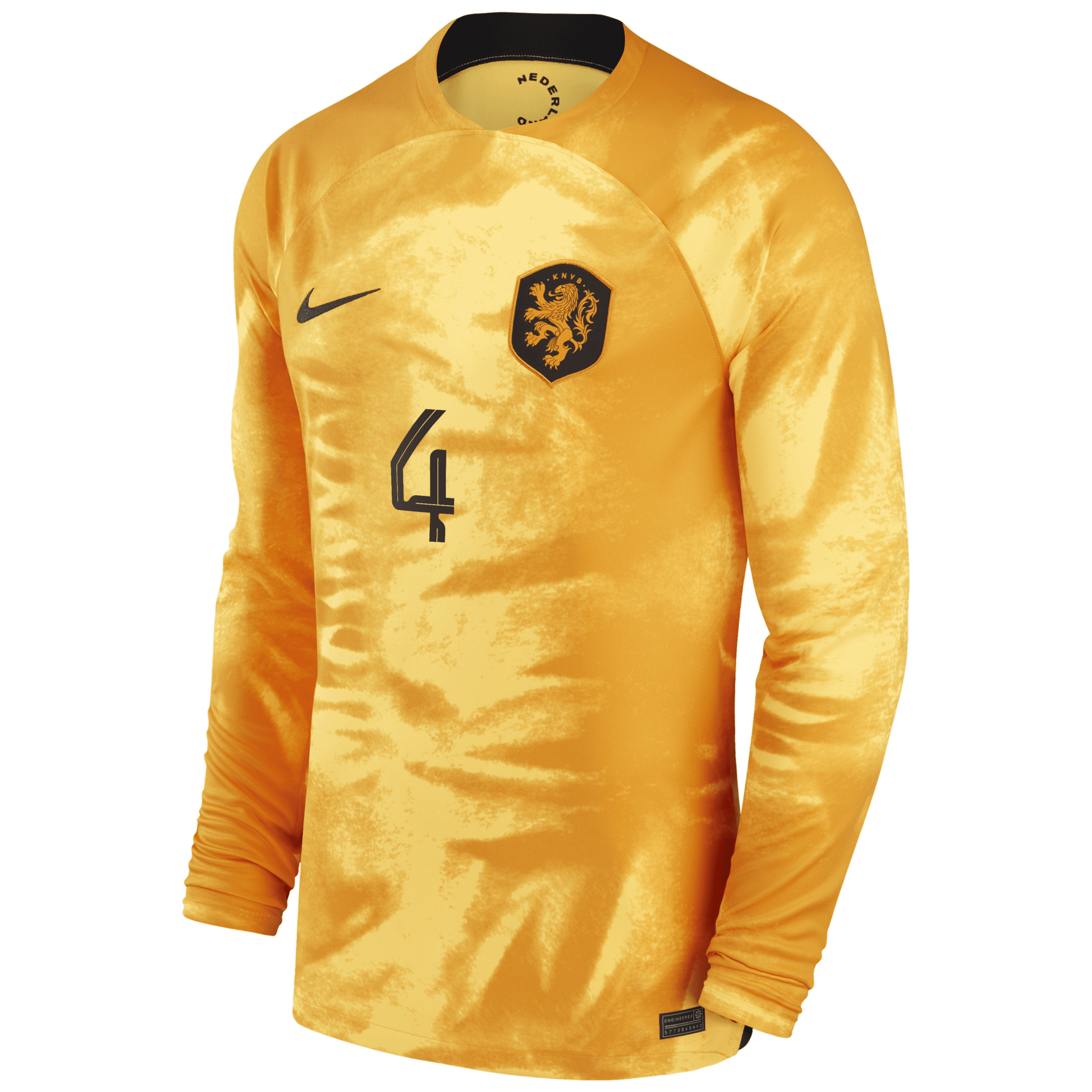 Shop Nike Netherlands National Team 2022/23 Stadium Home (virgil Van Dijk)  Men's Dri-fit Long-sleeve Soccer J In Orange