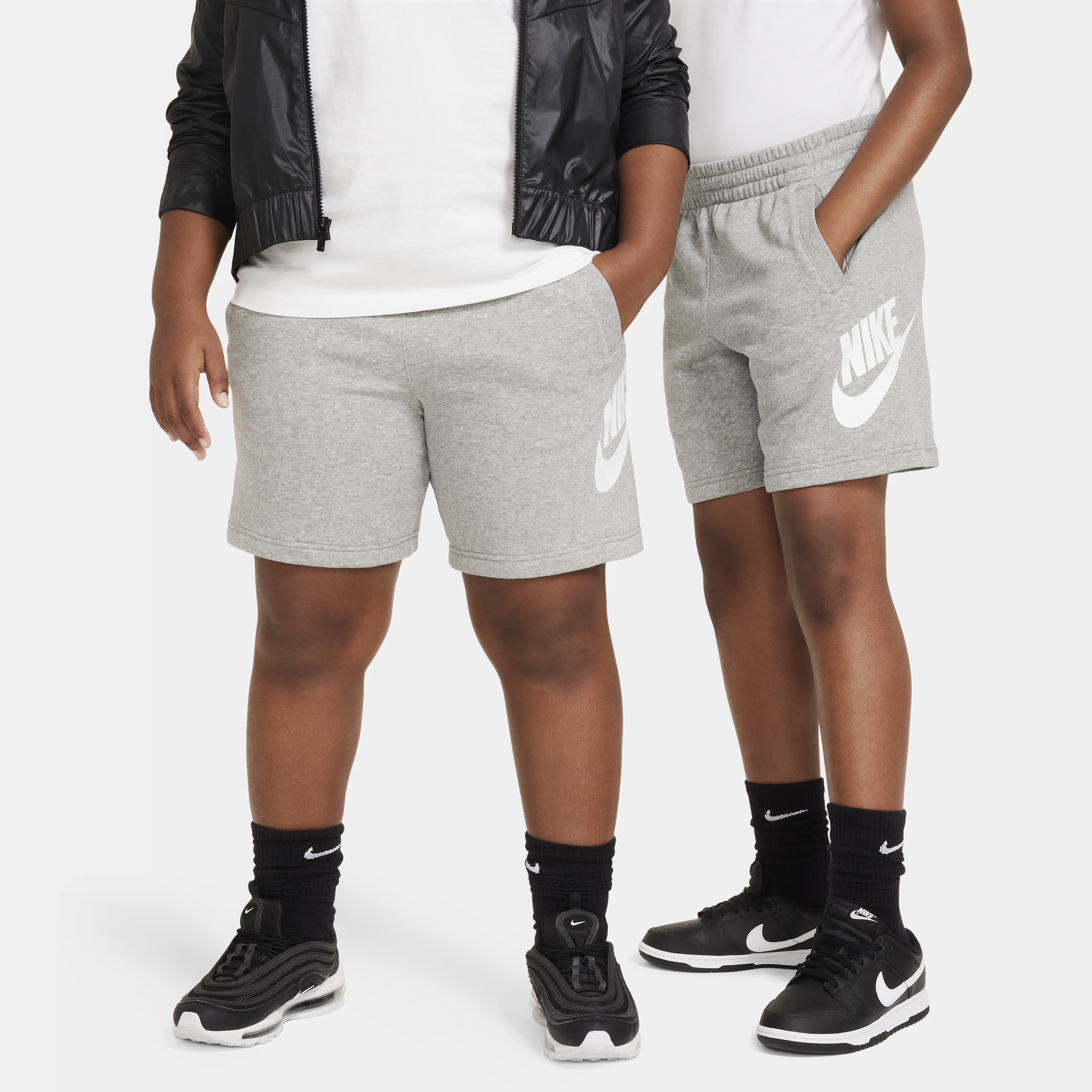 Nike Sportswear Club Fleece Big Kids' French Terry Shorts (extended Size) In Grey