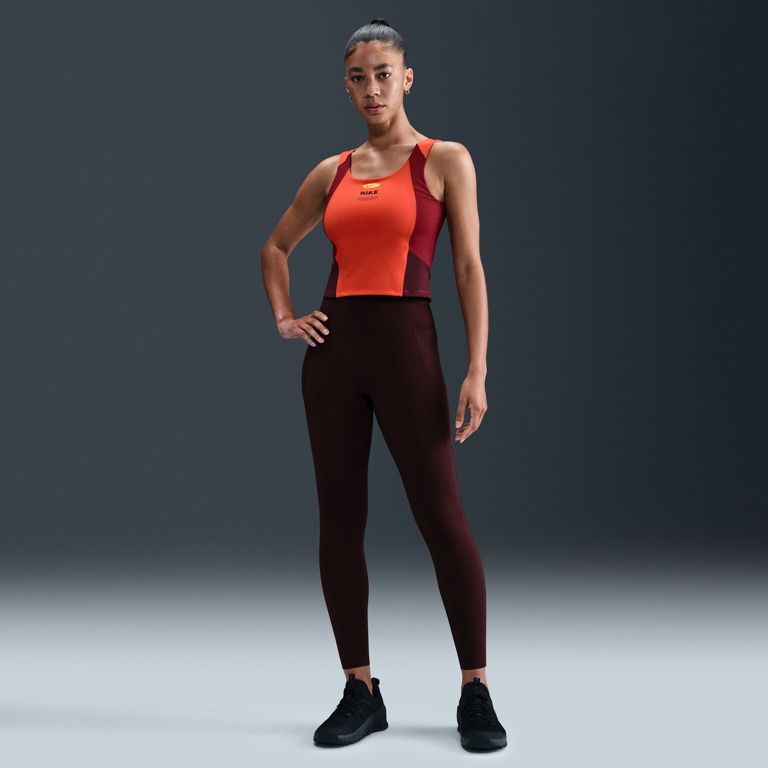 Nike Women's Universa High-waisted 7/8 Leggings With No Front Seam In Burgundy
